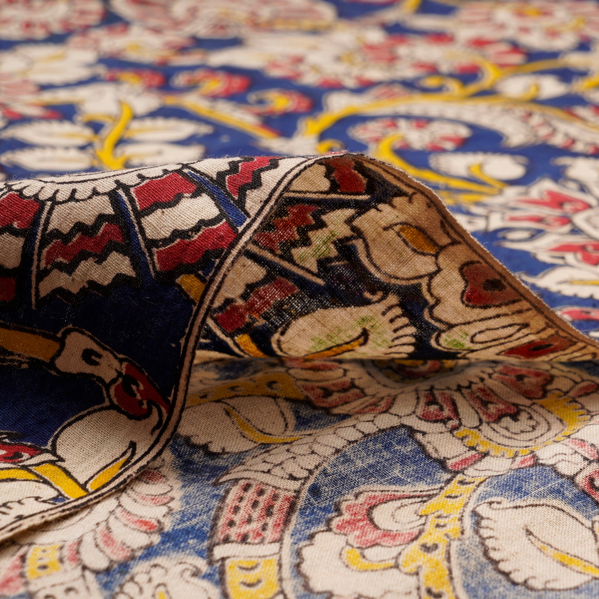 (Pre-Cut 0.80 Mtr)Multi Color Floral Pattern Screen Printed kalamkari Cotton Fabricprecuts&&2033