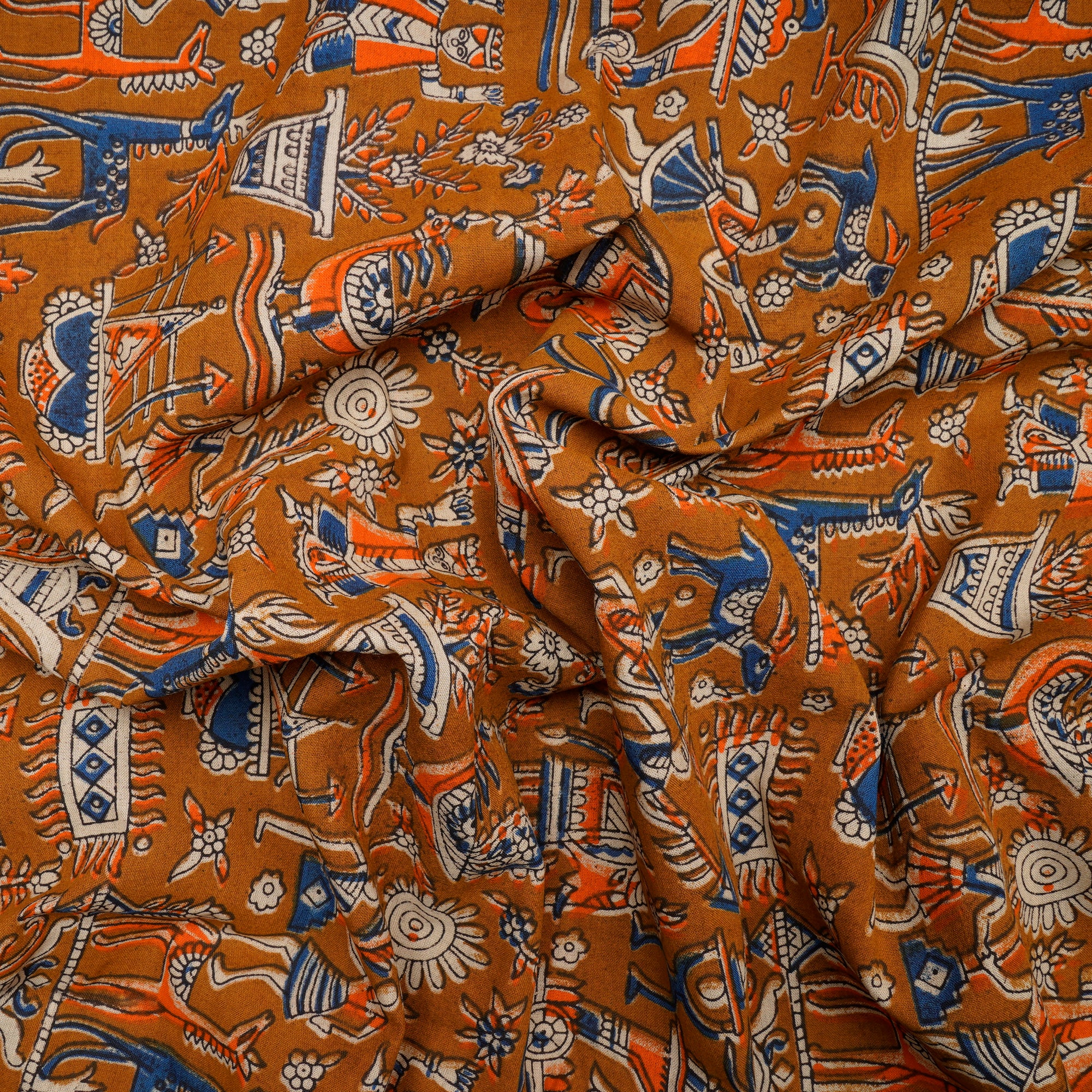 (Pre-Cut 0.90 Mtr)Multi Color Traditional Pattern Screen Printed kalamkari Cotton Fabricprecuts&&2036