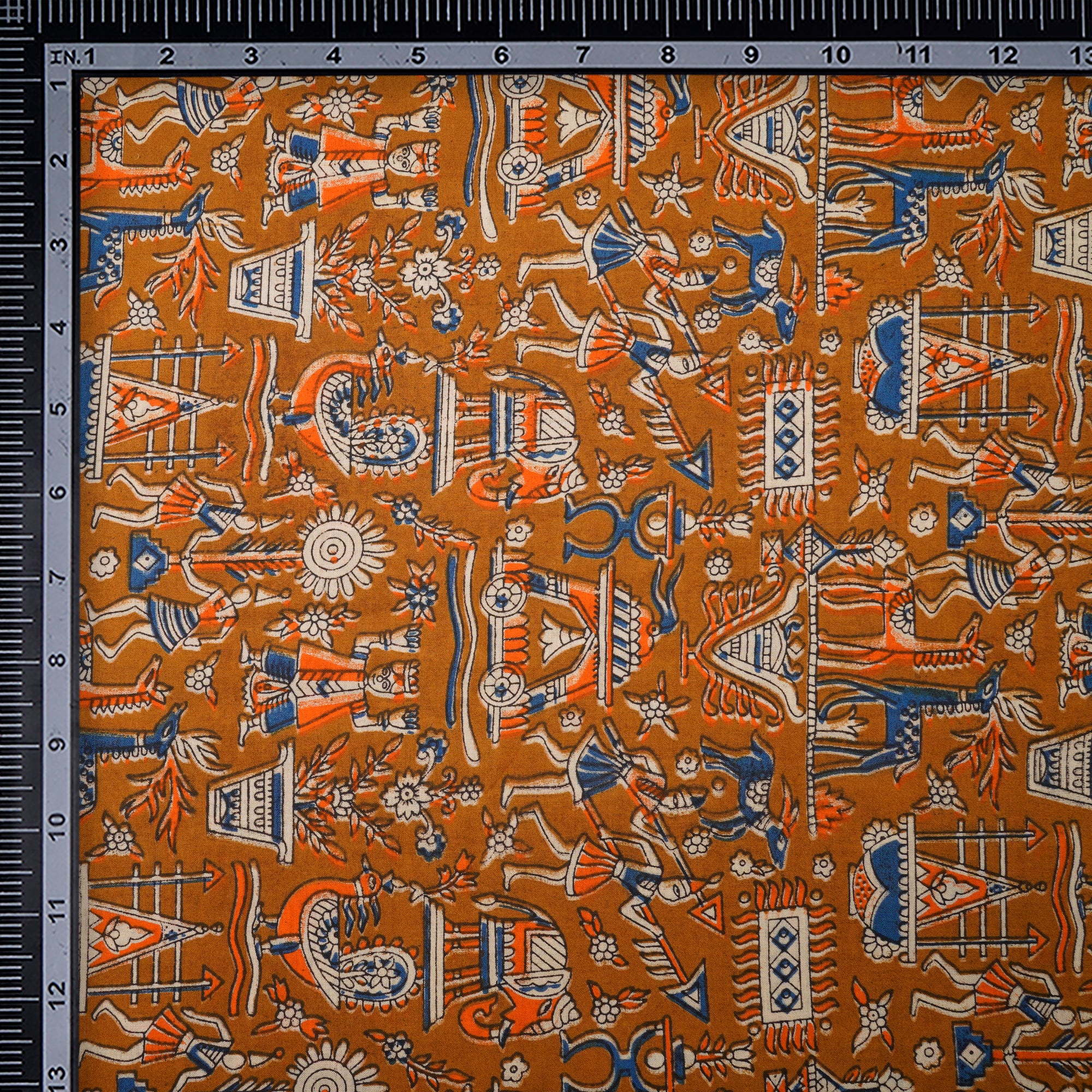 (Pre-Cut 0.90 Mtr)Multi Color Traditional Pattern Screen Printed kalamkari Cotton Fabricprecuts&&2036