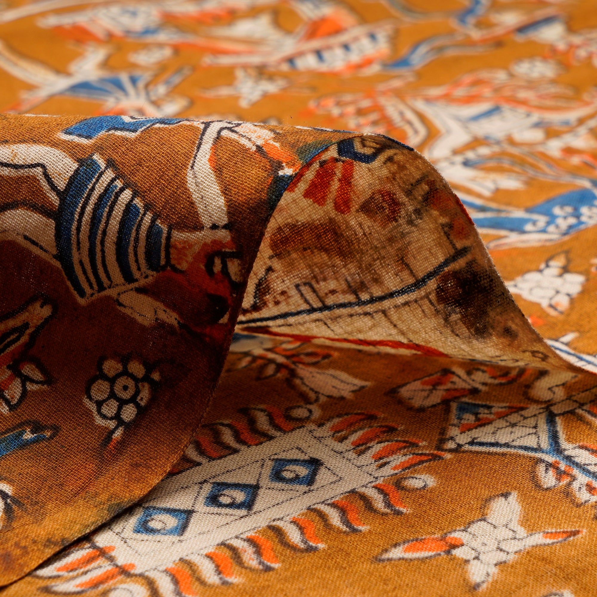 (Pre-Cut 0.90 Mtr)Multi Color Traditional Pattern Screen Printed kalamkari Cotton Fabricprecuts&&2036