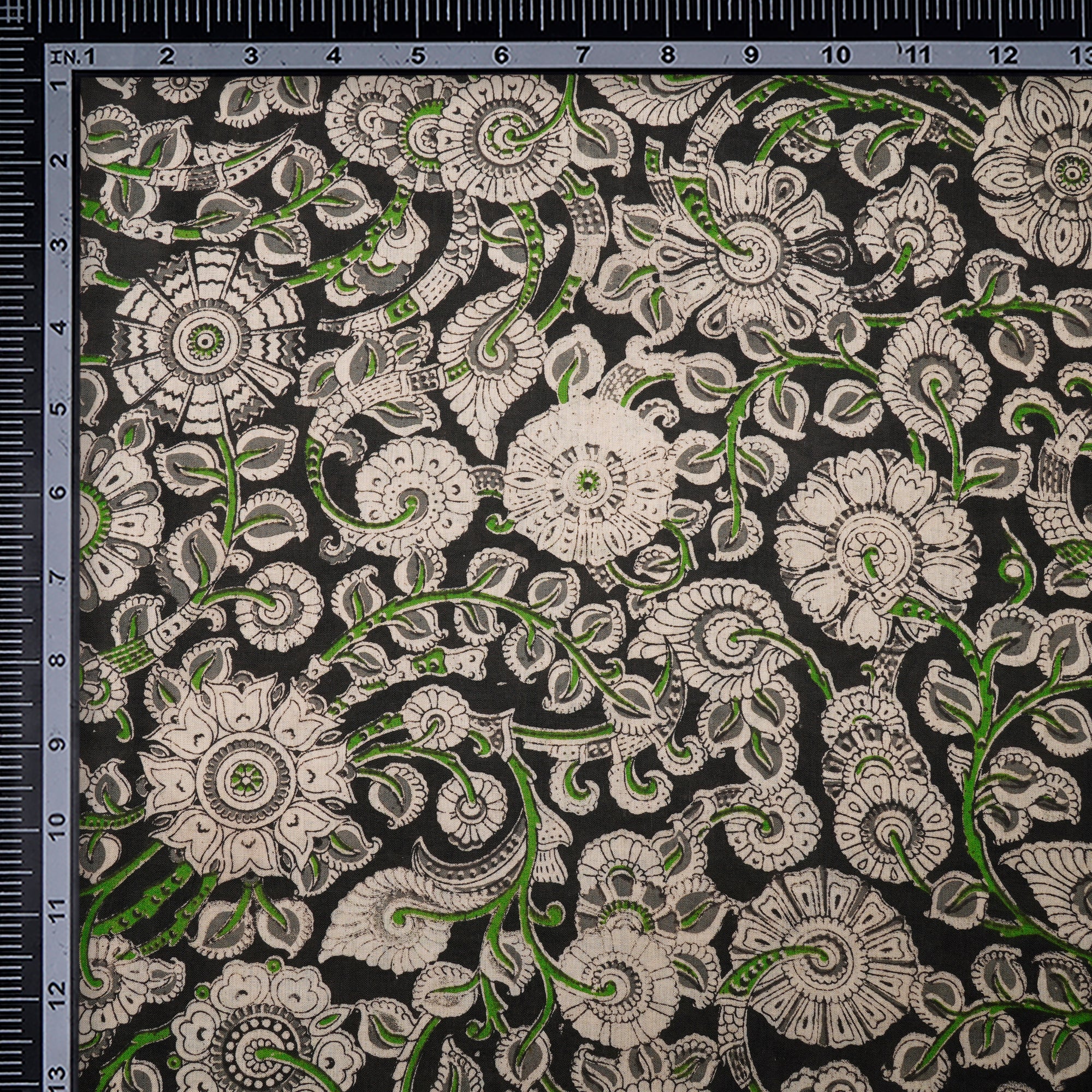 (Pre-Cut 0.90 Mtr)Multi Color Floral Pattern Screen Printed kalamkari Cotton Fabricprecuts&&2037