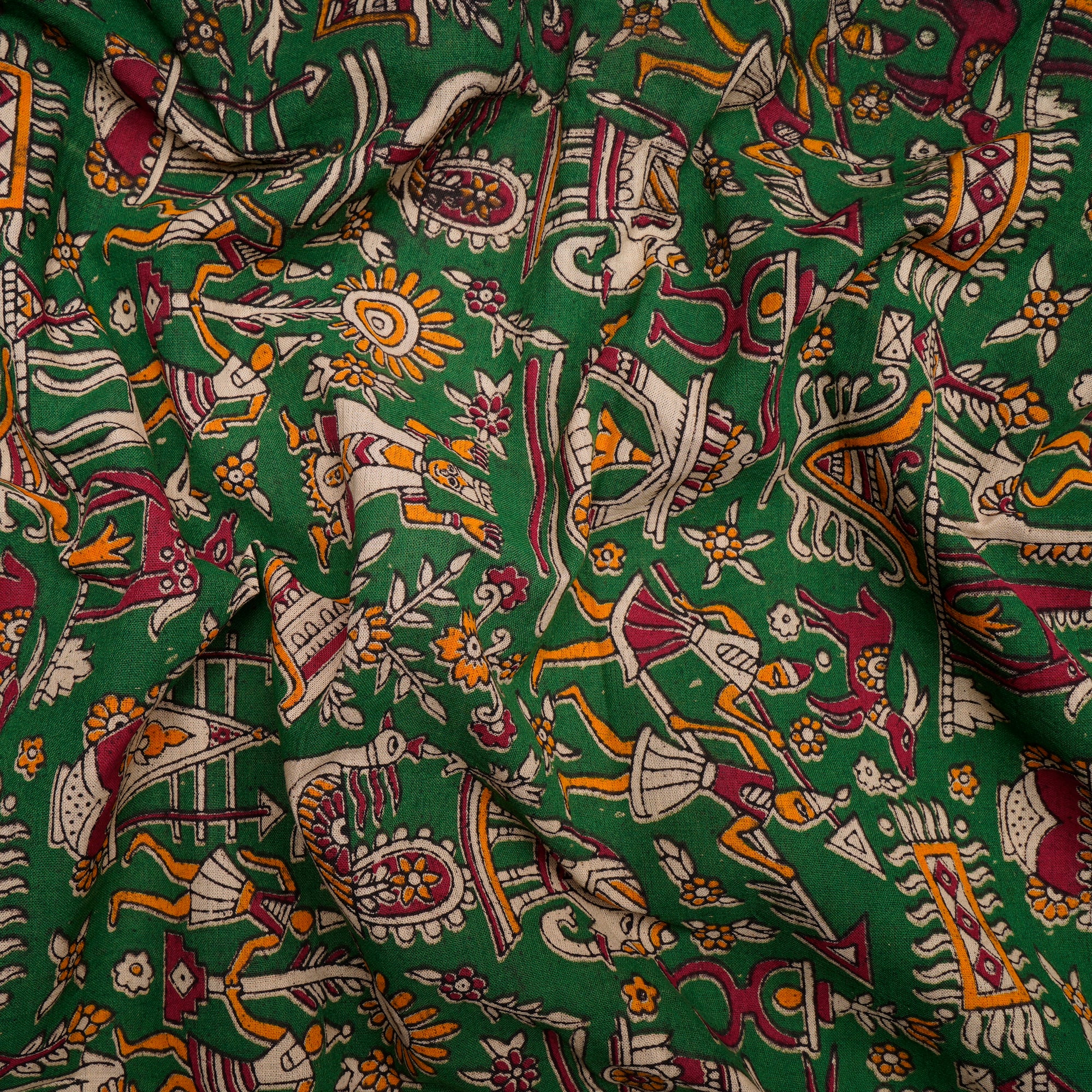 (Pre-Cut 1.00 Mtr)Multi Color Traditional Pattern Screen Printed kalamkari Cotton Fabricprecuts&&2032