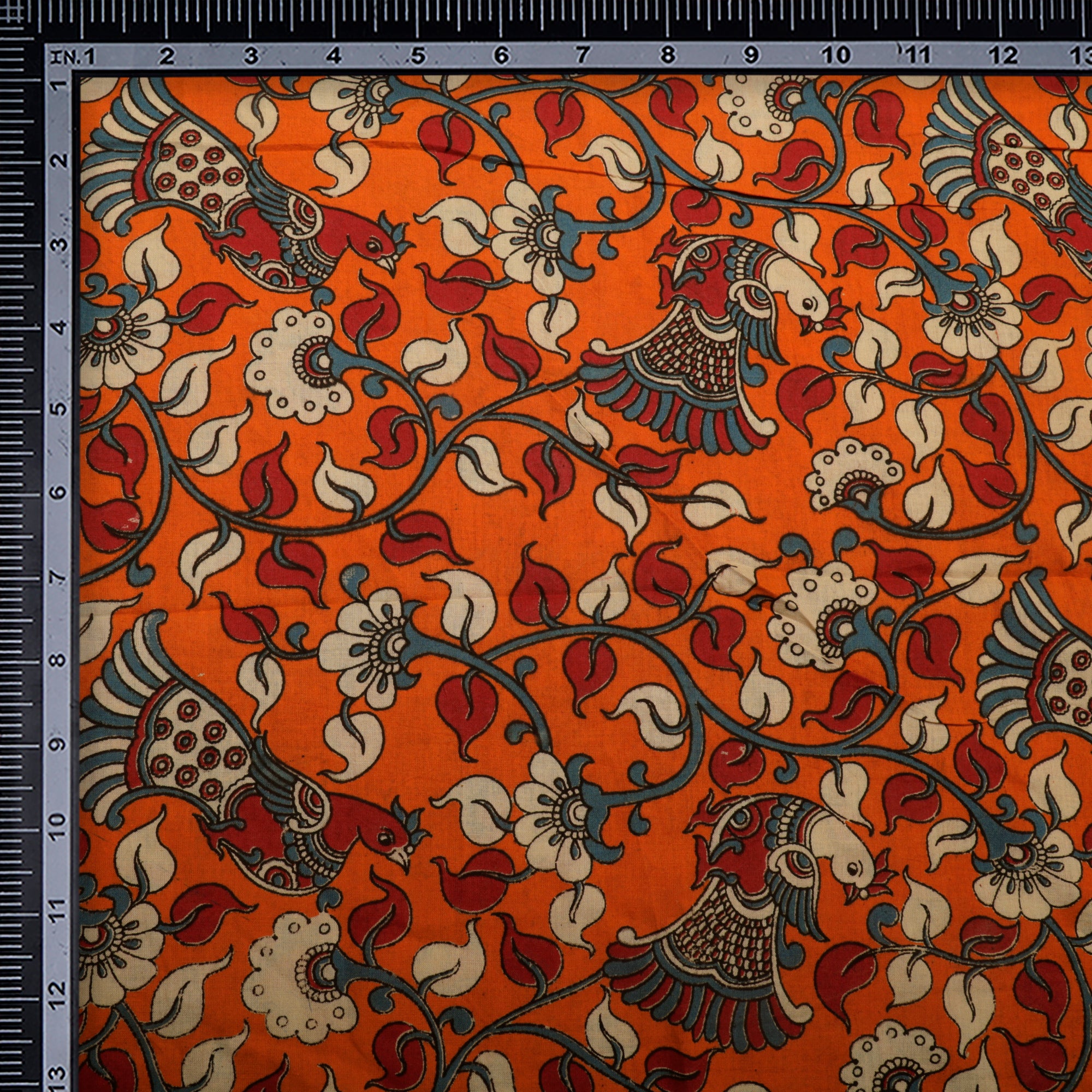 (Pre-Cut 1.50 Mtr)Multi Traditional Pattern Screen Printed kalamkari Cotton Fabric
