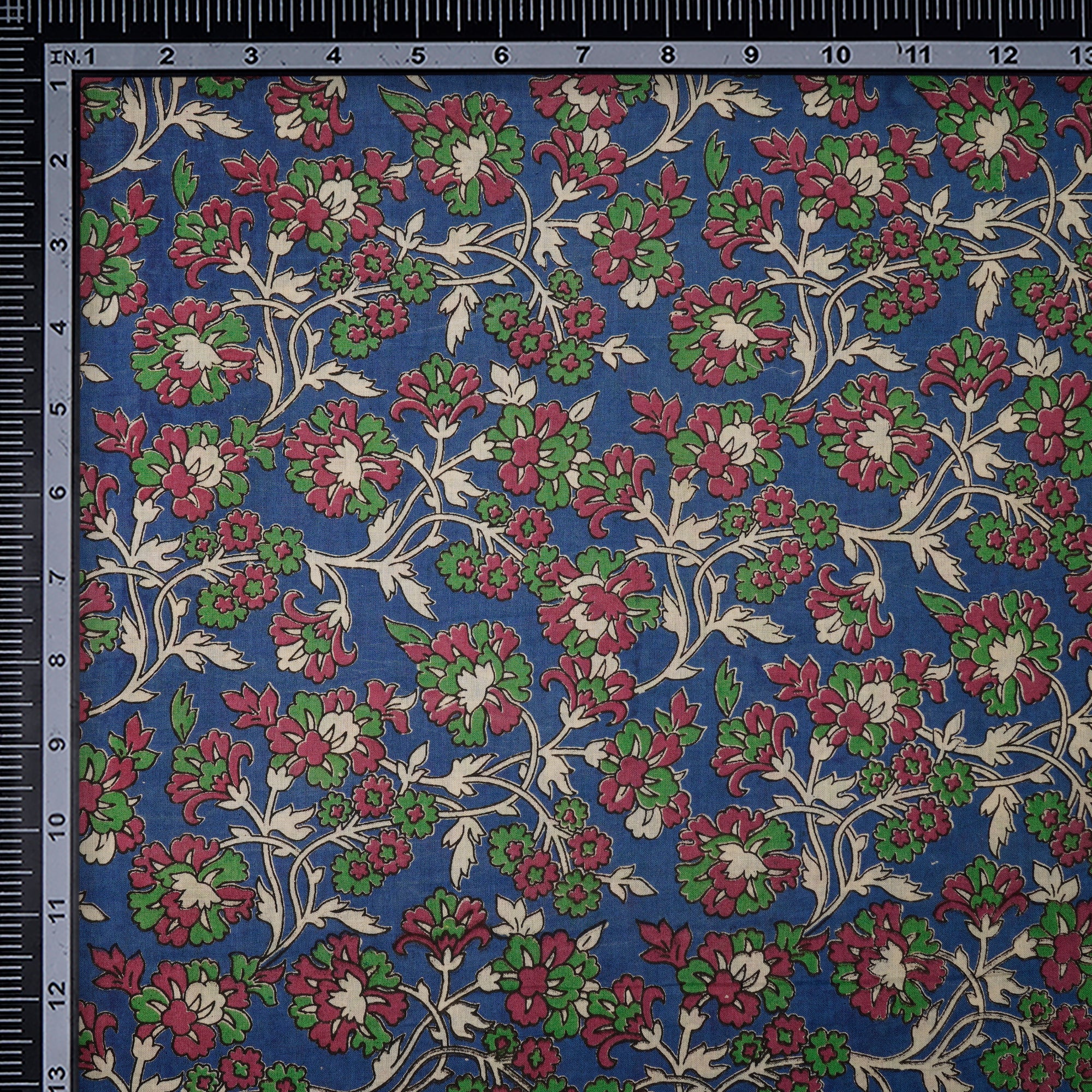 (Pre-Cut 1.50 Mtr)Multi Floral Pattern Screen Printed kalamkari Cotton Fabric