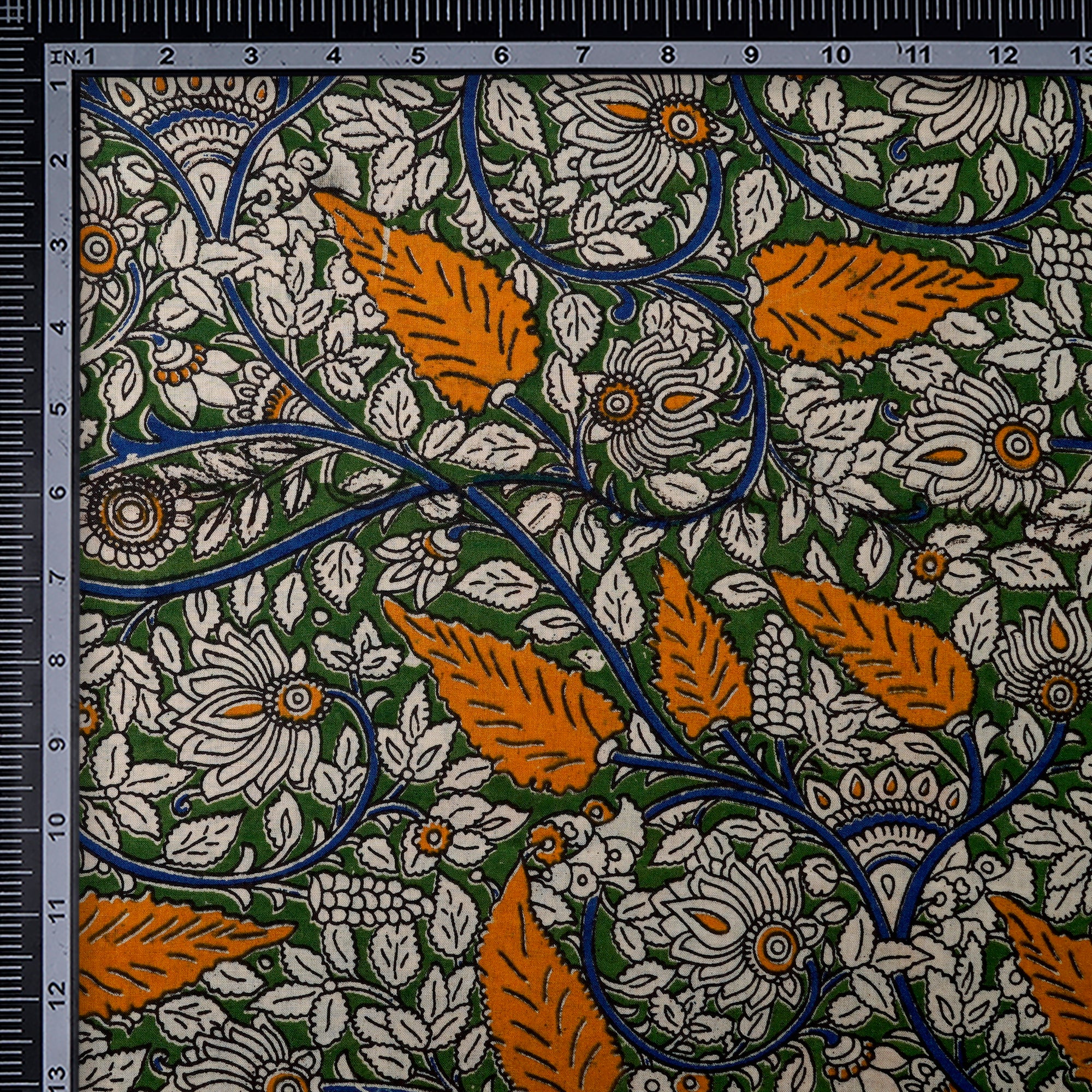 (Pre-Cut 1.60 Mtr)Multi Floral Pattern Screen Printed kalamkari Cotton Fabric