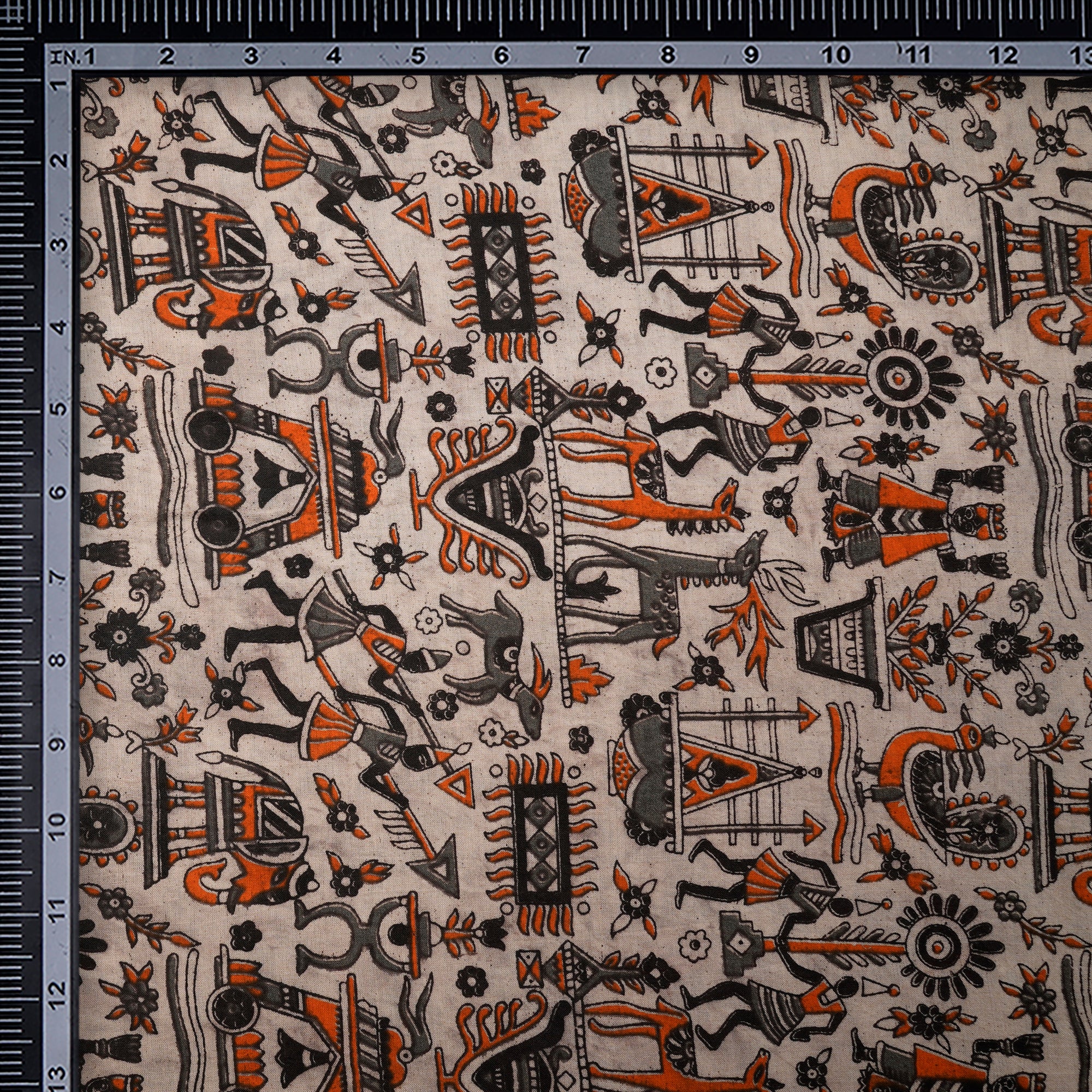 (Pre-Cut 2.00 Mtr)Multi Color Traditional Pattern Screen Printed kalamkari Cotton Fabric