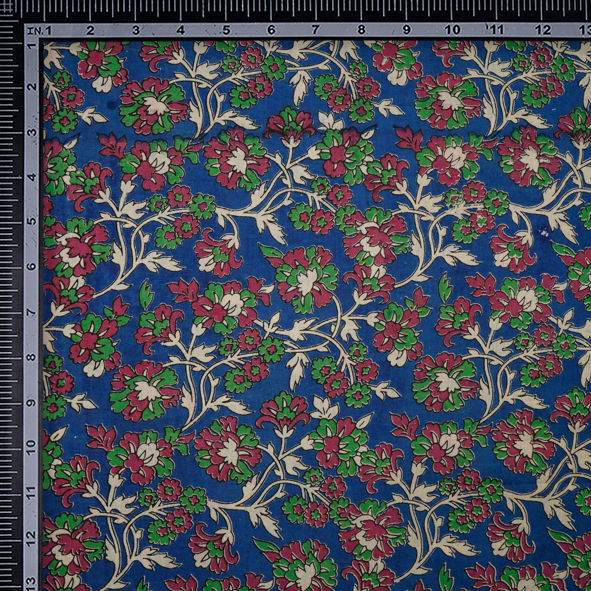 (Pre-Cut 2.50 Mtr)Multi Floral Pattern Screen Printed kalamkari Cotton Fabric