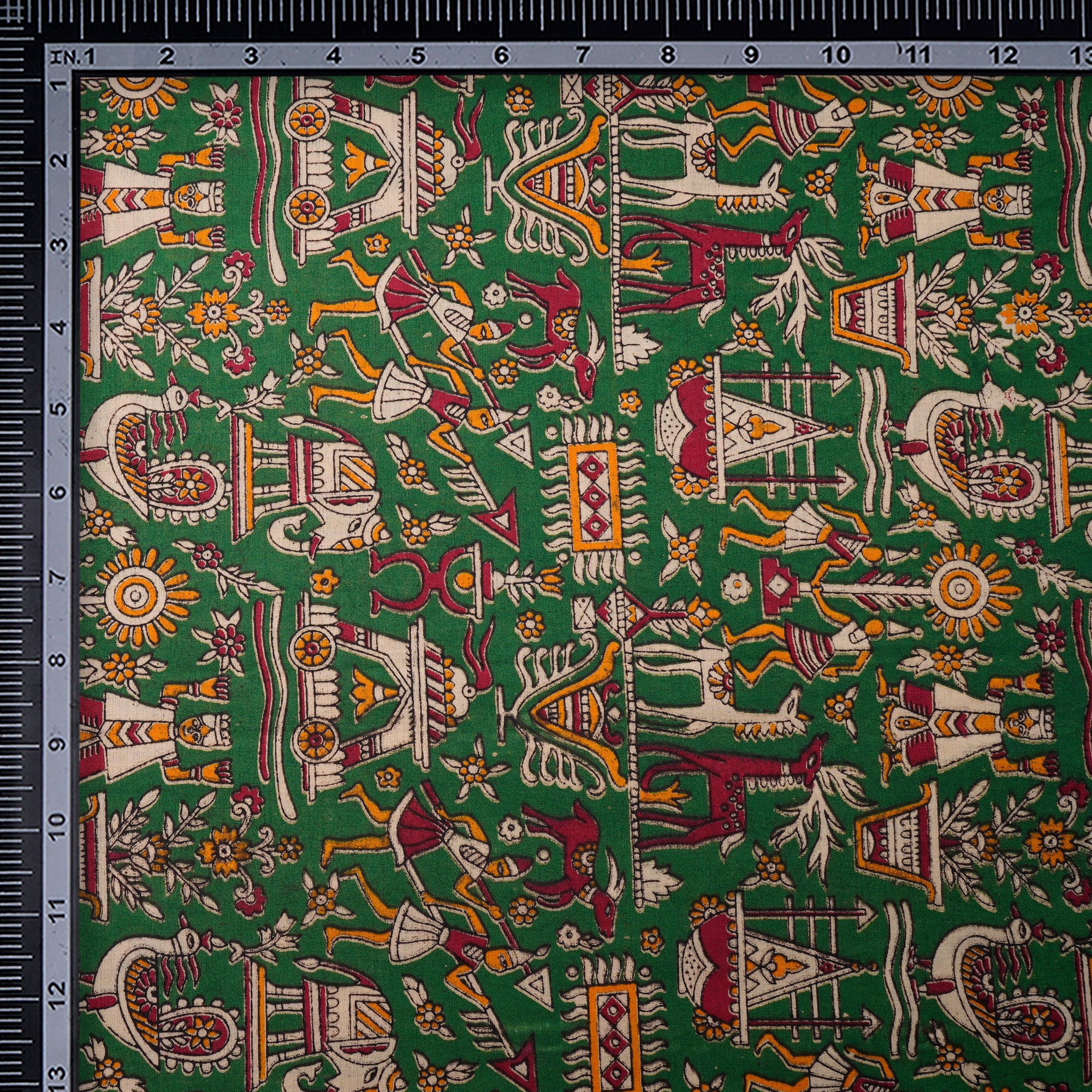 (Pre-Cut 2.70 Mtr)Multi Color Traditional Pattern Screen Printed kalamkari Cotton Fabricprecuts&&2031