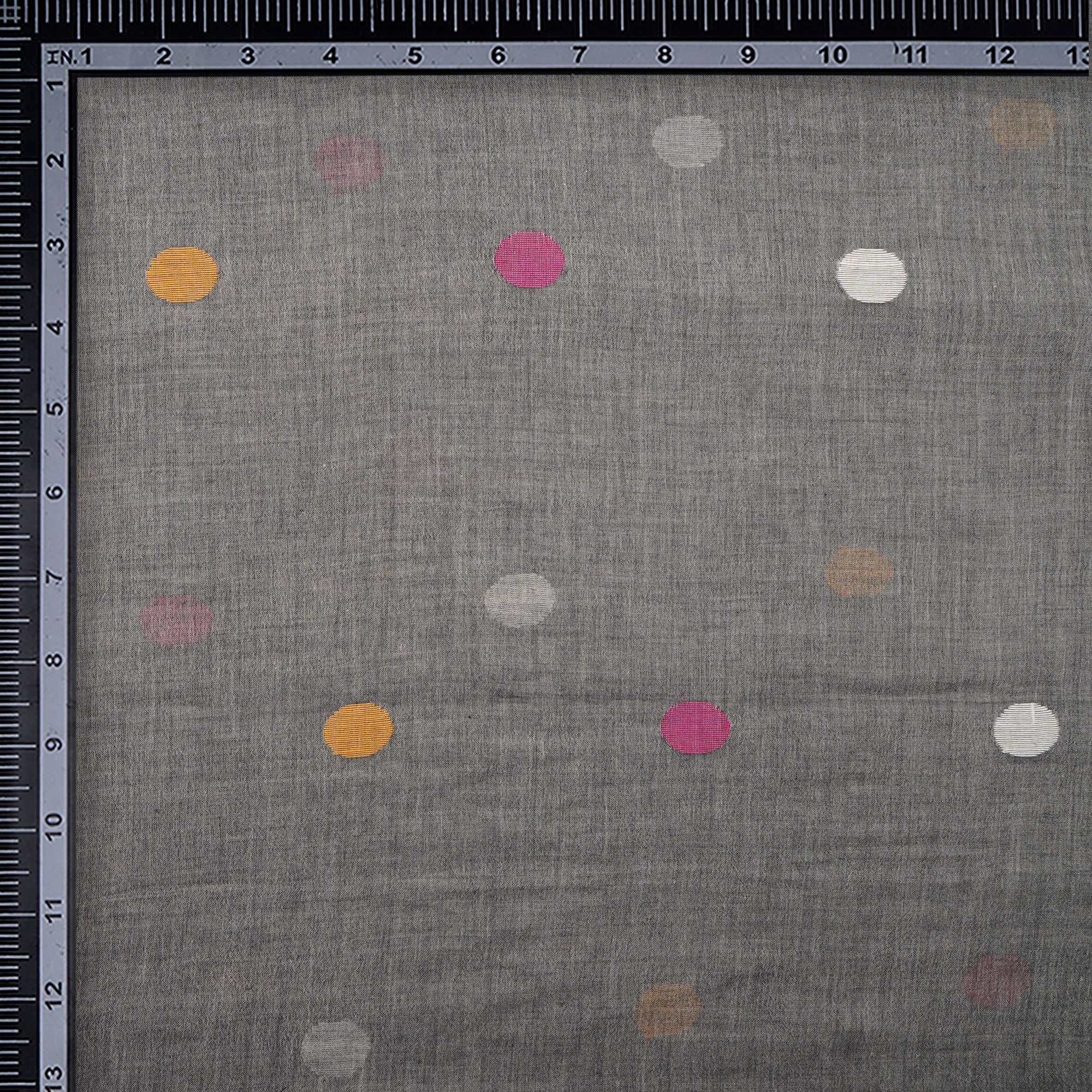 (Pre-Cut 1.80 Mtr)Grey Color Handloom Jamdani Pure Cotton Fabric