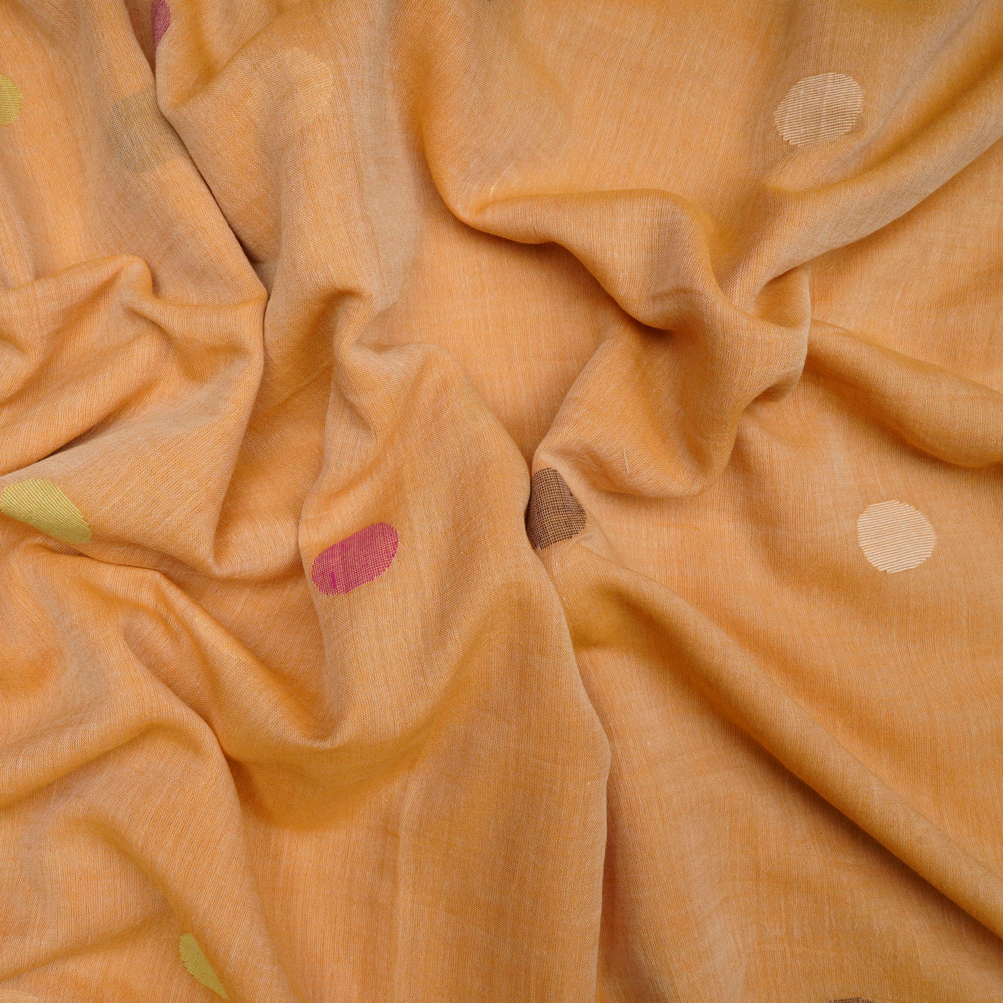 (Pre-Cut 2.40 Mtr)Buff Handloom Jamdani Pure Cotton Fabric