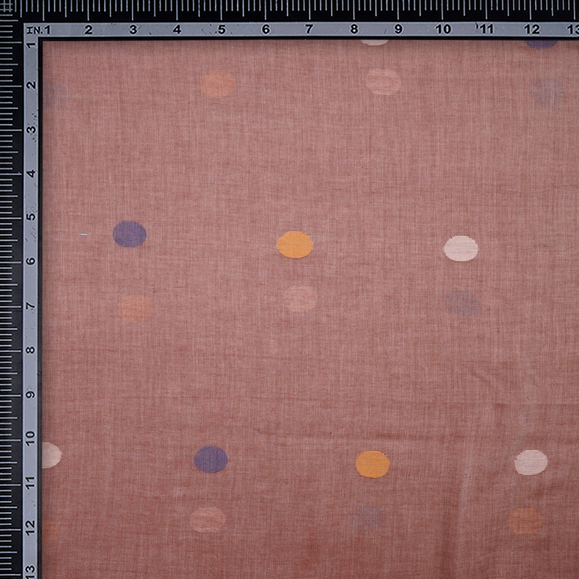 (Pre-Cut 4.20 Mtr) Light Brown All Over Pattern Handloom Jamdani Pure Cotton Fabric