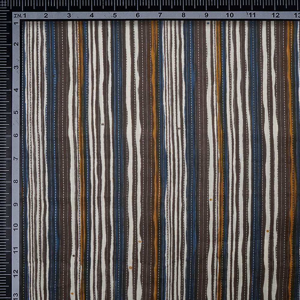 (Pre-Cut 2.00 Mtr)Multi Color Check Pattern Woven Cotton Fabric