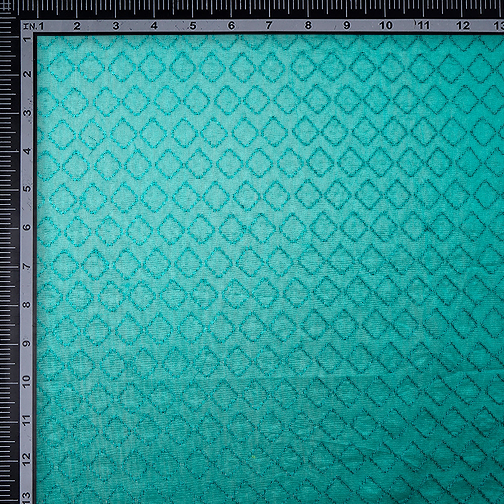 (Pre Cut 1 Mtr )Green Color Embroidered Fine Chanderi Fabric