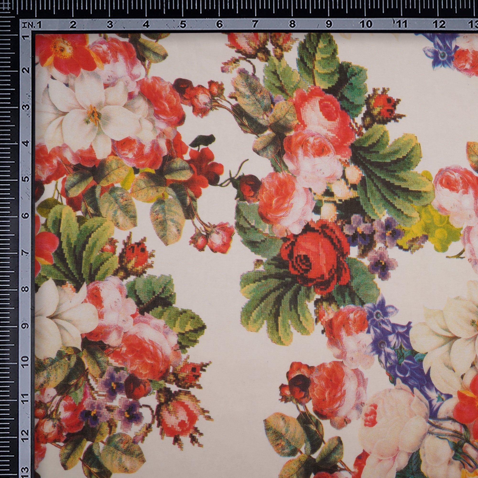 (Pre Cut 1 Mtr )Multi Color Printed Poly Georgette Fabric