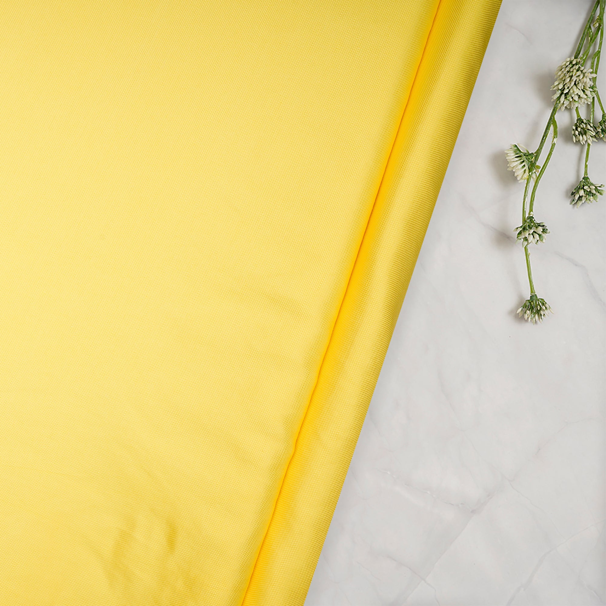 (Pre-Cut 2.00 Mtr)Yellow Color Viscose Linen Fabric