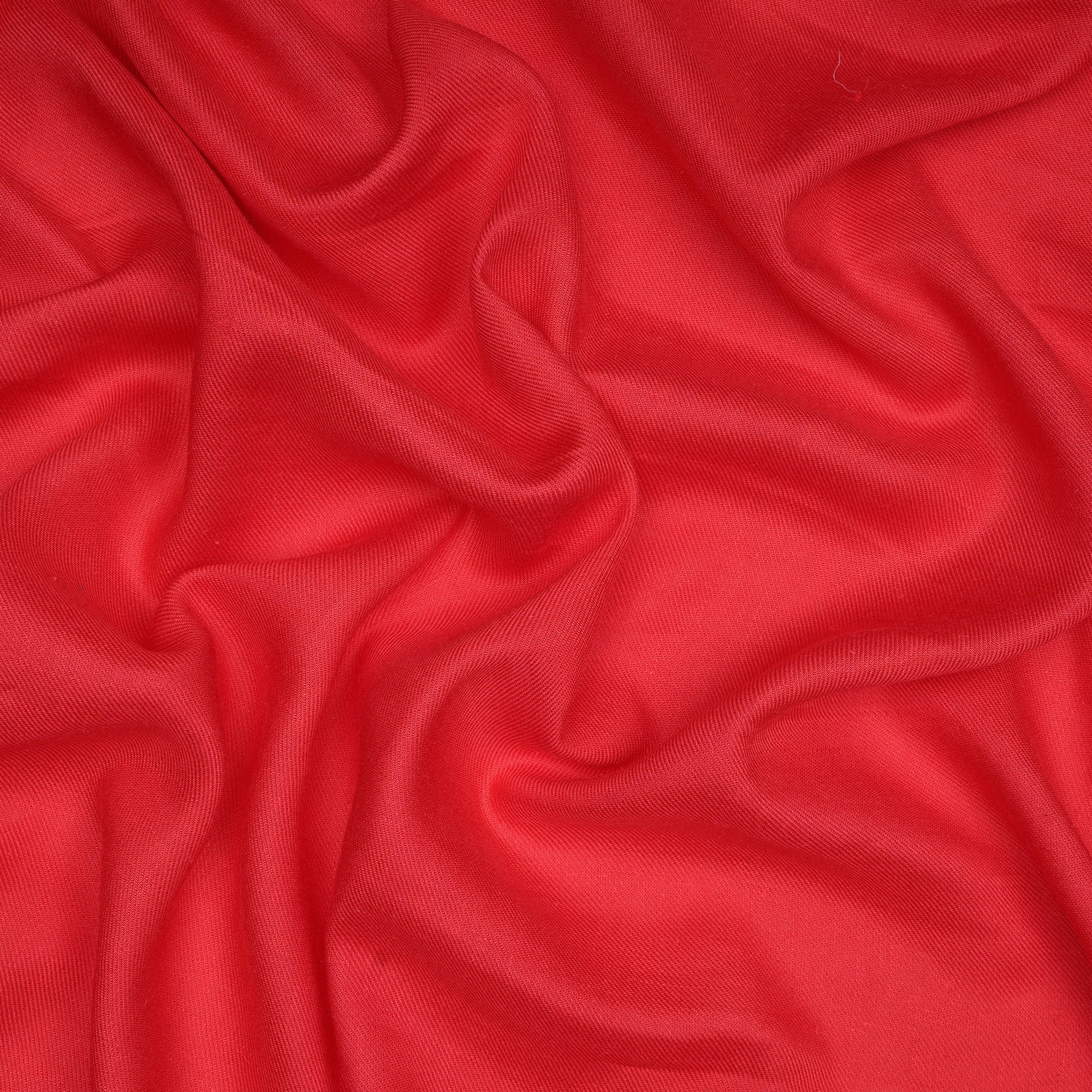 (Pre-Cut 2.50 Mtr)Red Piece Dyed Plain Modal Linen Twill Fabric