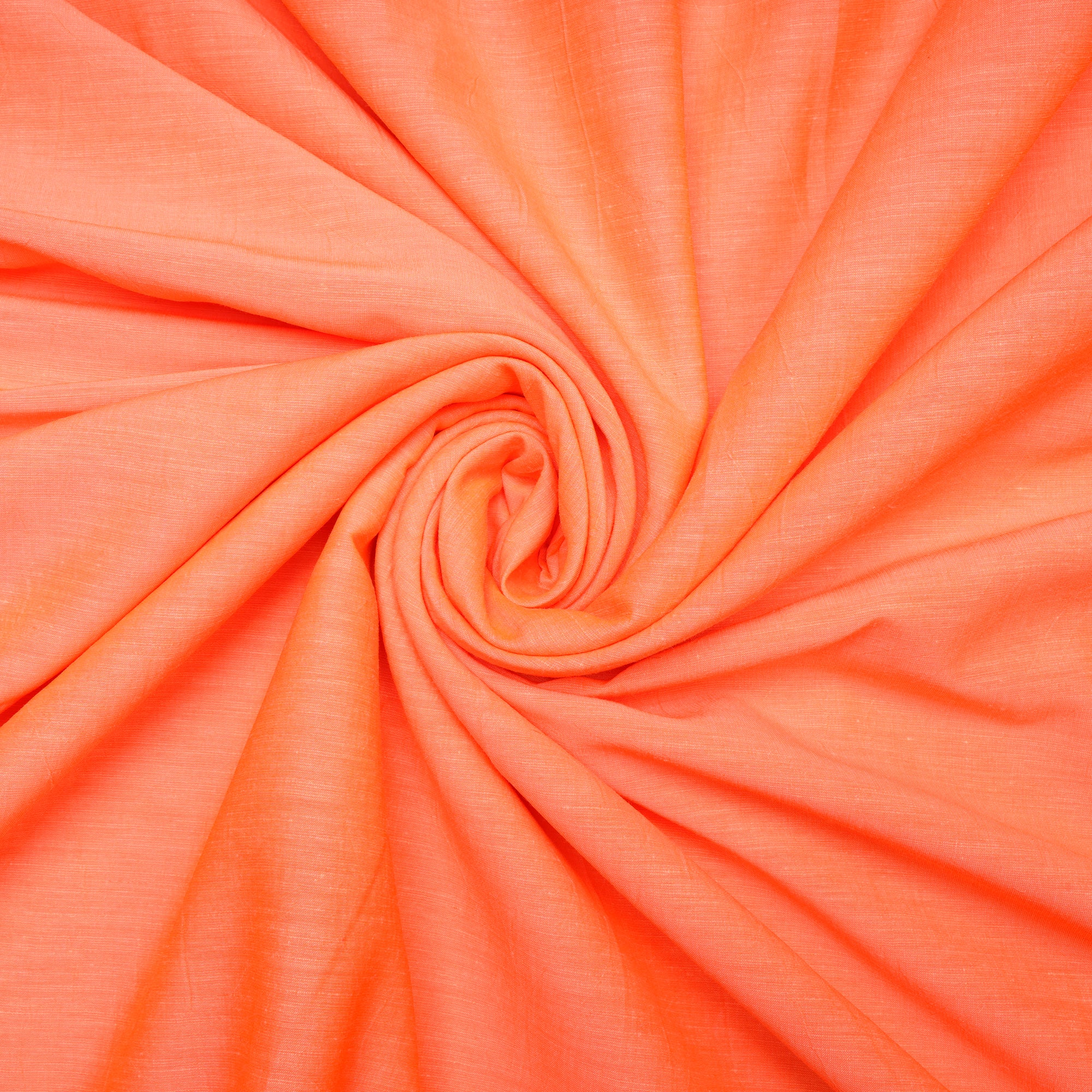 (Pre-Cut 1.00 Mtr)Orange Color Rami Satin Fabric