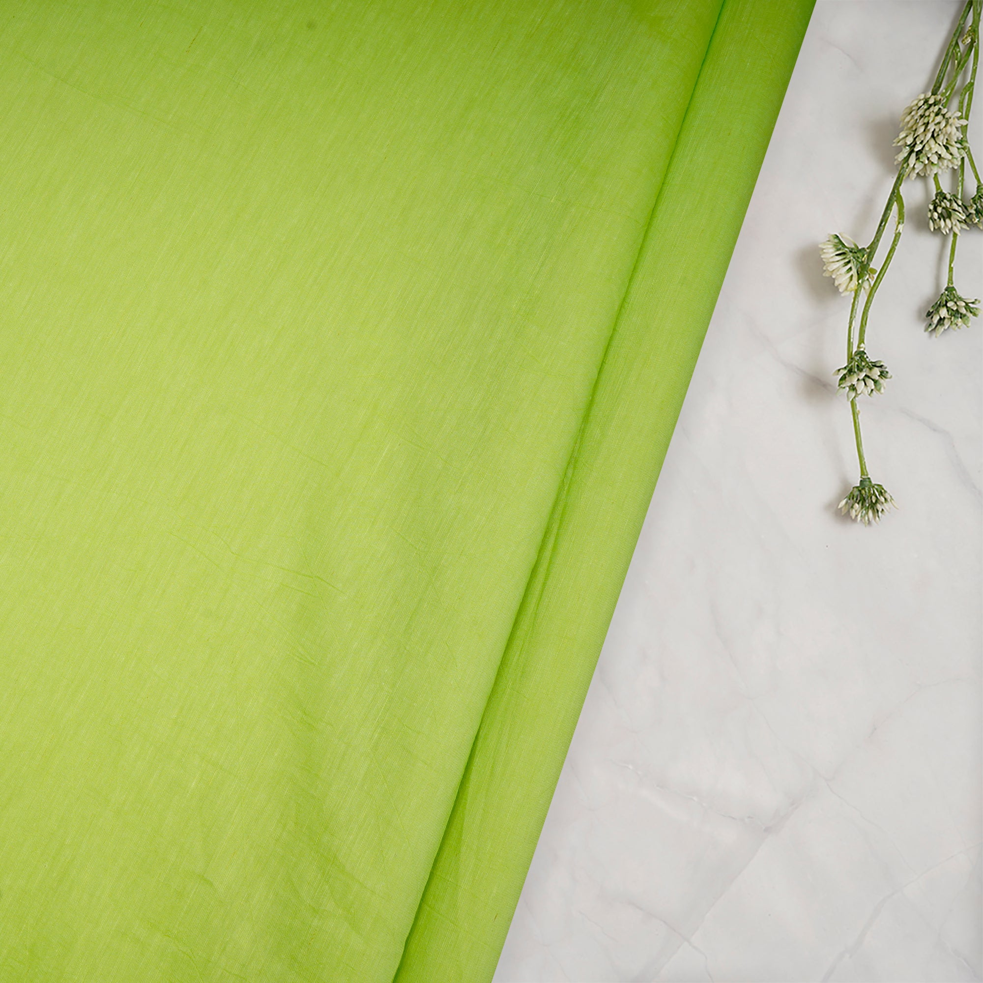 (Pre-Cut 2.00 Mtr)Green Piece Dyed Plain Remi Satin Fabric