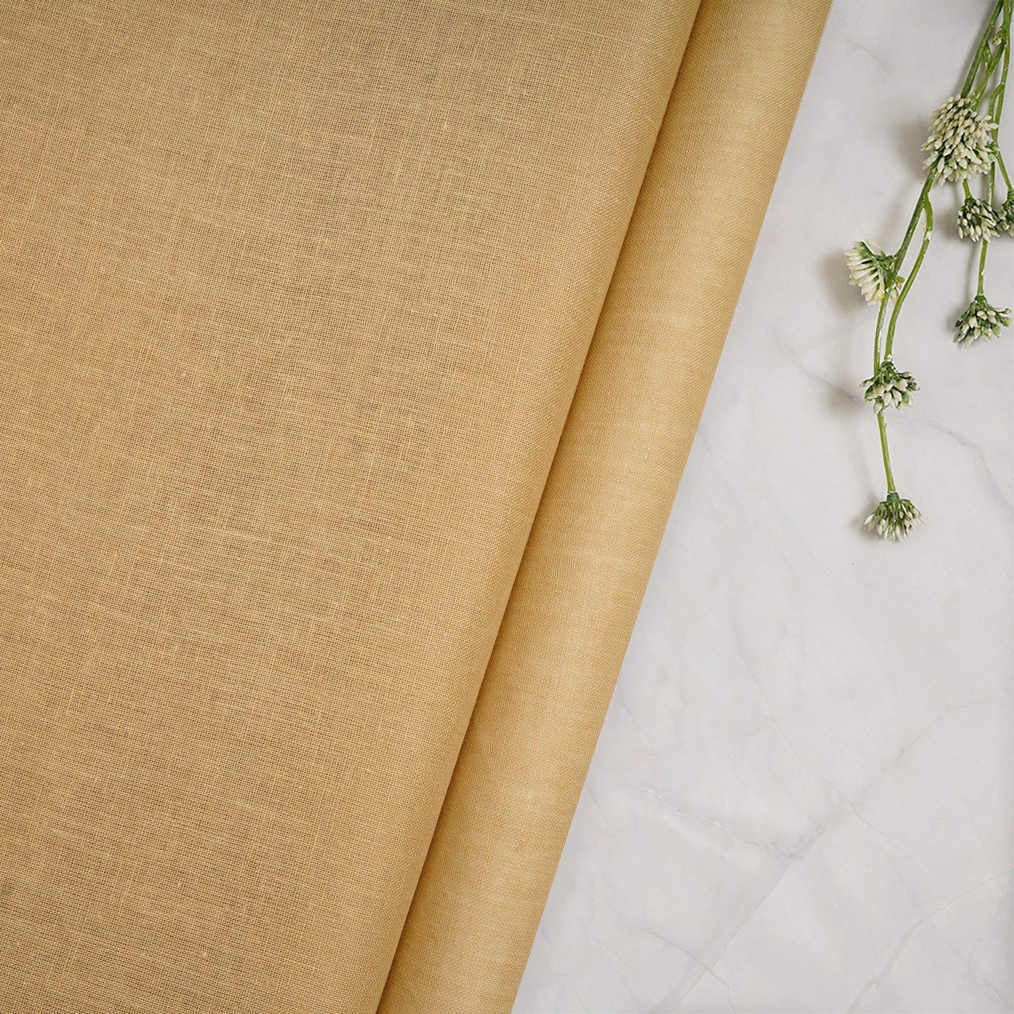 (Pre-Cut 4.30 Mtr) Beige Piece Dyed Plain Cotton Fabric