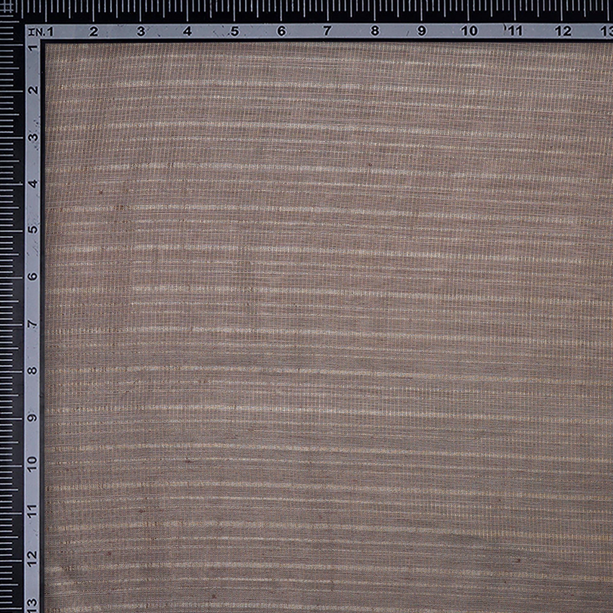 (Pre-Cut 3.40 Mtr)Reddish Grey Silver Zari Striped Fancy Viscose-Linen Tissue Fabric