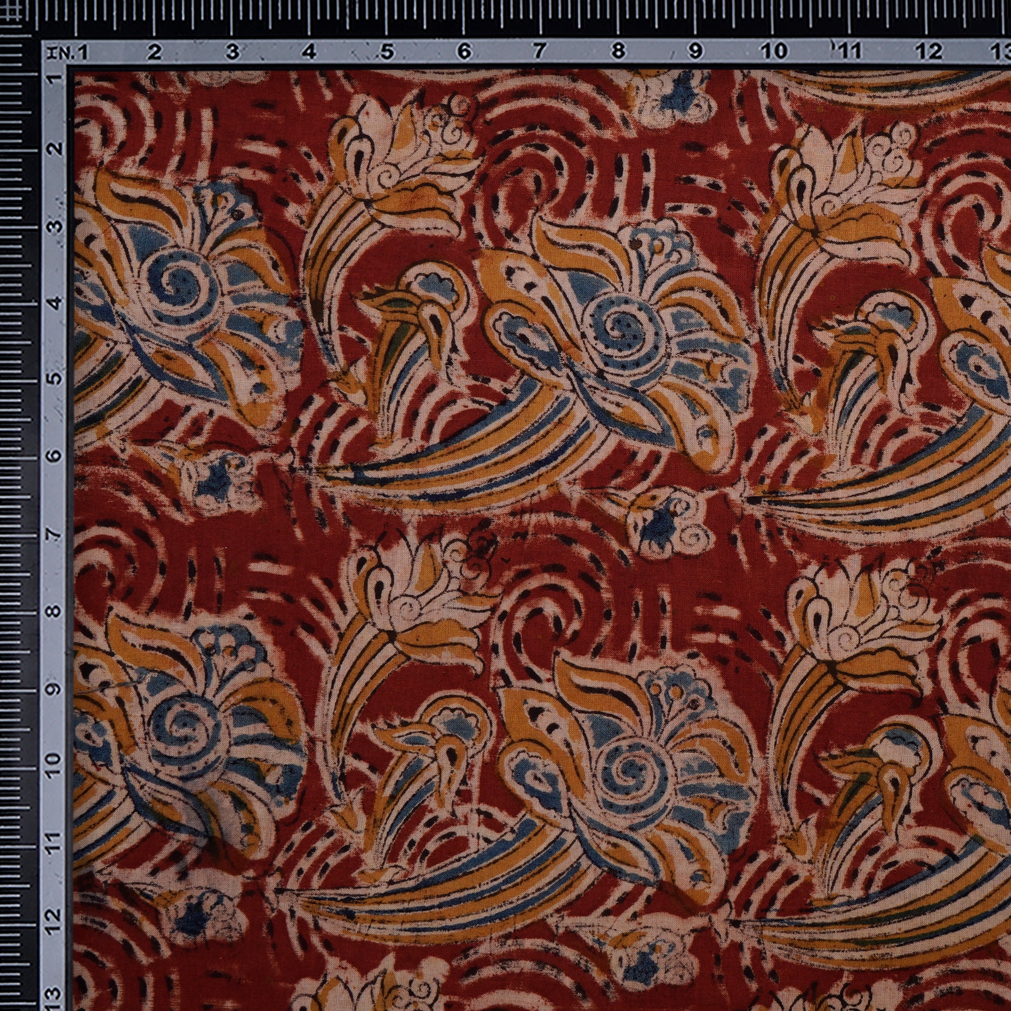 (Pre-Cut 4.10 Mtr)Multi Floral Pattern Hand Block Kalamkari Printed Cotton Fabricprecuts&&2026