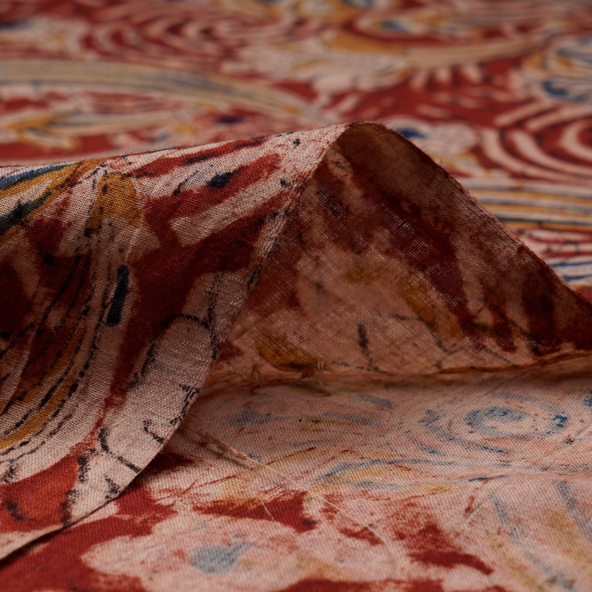 (Pre-Cut 4.10 Mtr)Multi Floral Pattern Hand Block Kalamkari Printed Cotton Fabricprecuts&&2026