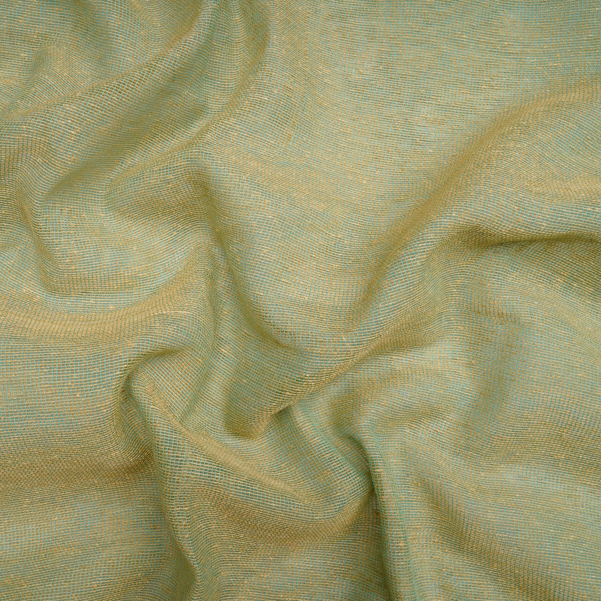 (Pre Cut 1 Mtr )Green- Yellow Banarasi Jute Fabric