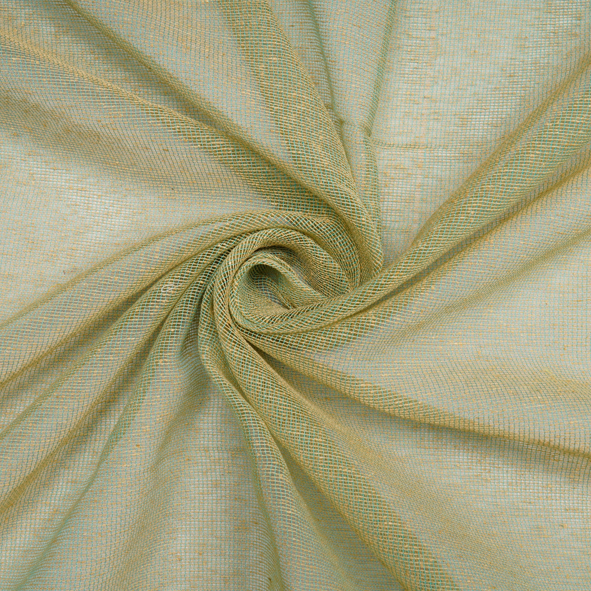 (Pre Cut 1 Mtr )Green- Yellow Banarasi Jute Fabric