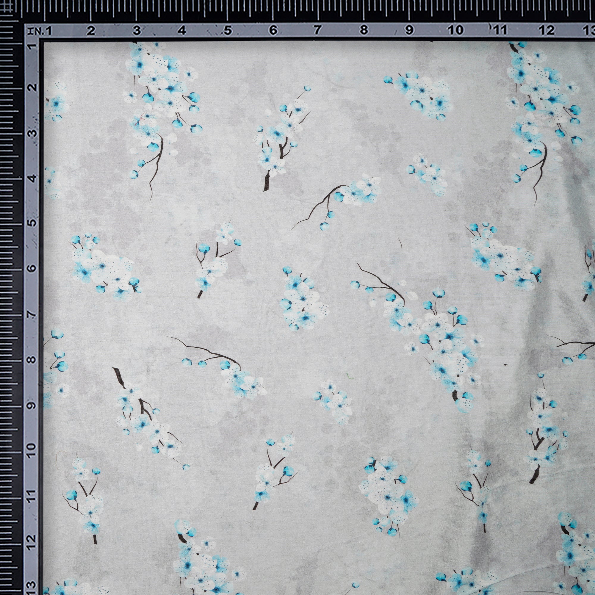 (Pre-Cut 2.70 Mtr)Sky Blue Floral Pattern Digital Print Chanderi Fabric