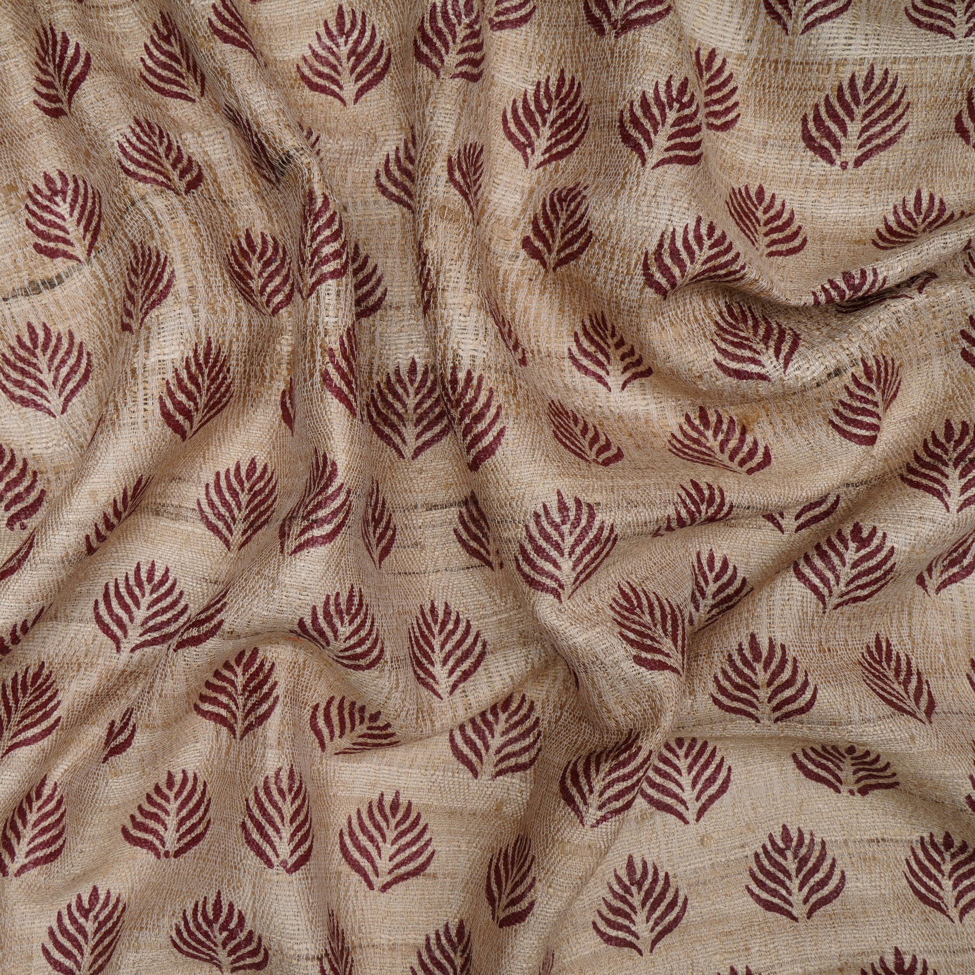(Pre-Cut 1.10 Mtr) Beige Motif Pattern Digital Print Cotton Fabric