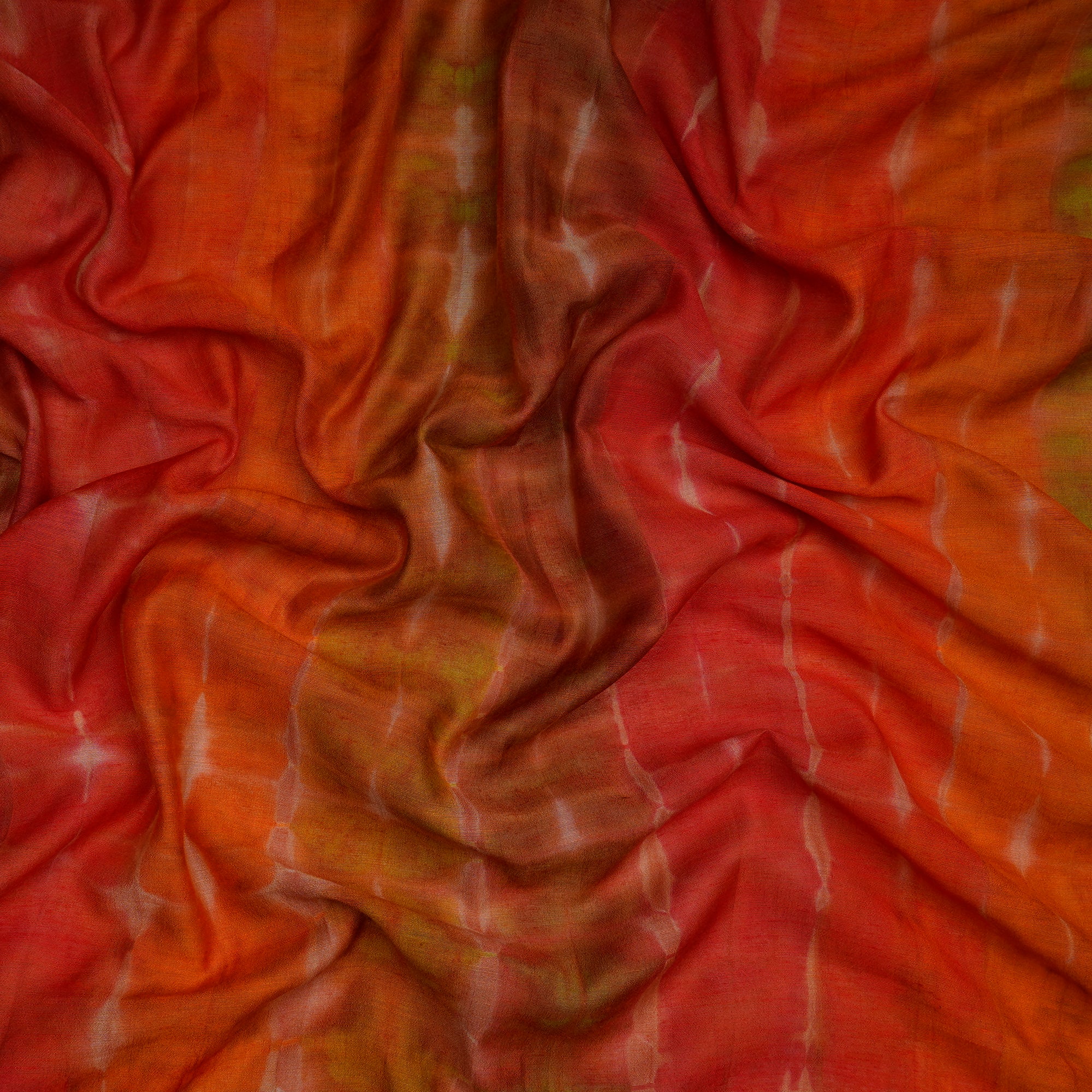 (Pre-Cut 1.00 Mtr)Multi Color Handcrafted Tie-Dye Printed Chanderi Fabric