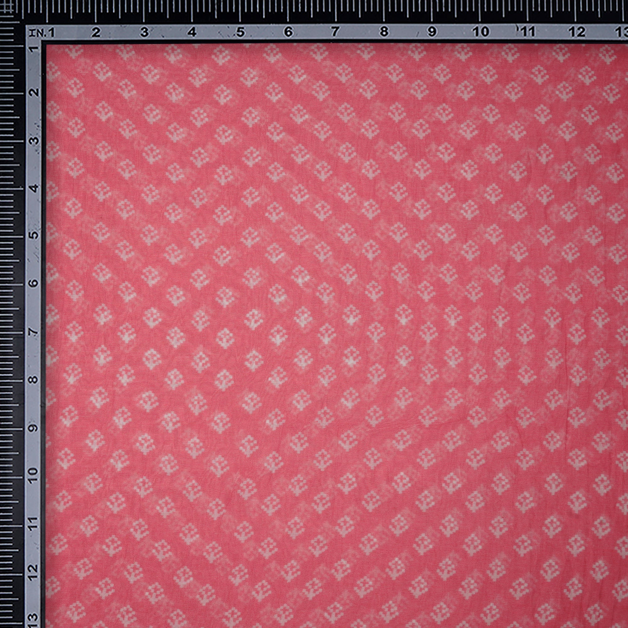 (Pre-Cut 1.30 Mtr)Baby Pink All Over Pattern Digital Print-Chanderi Fabric