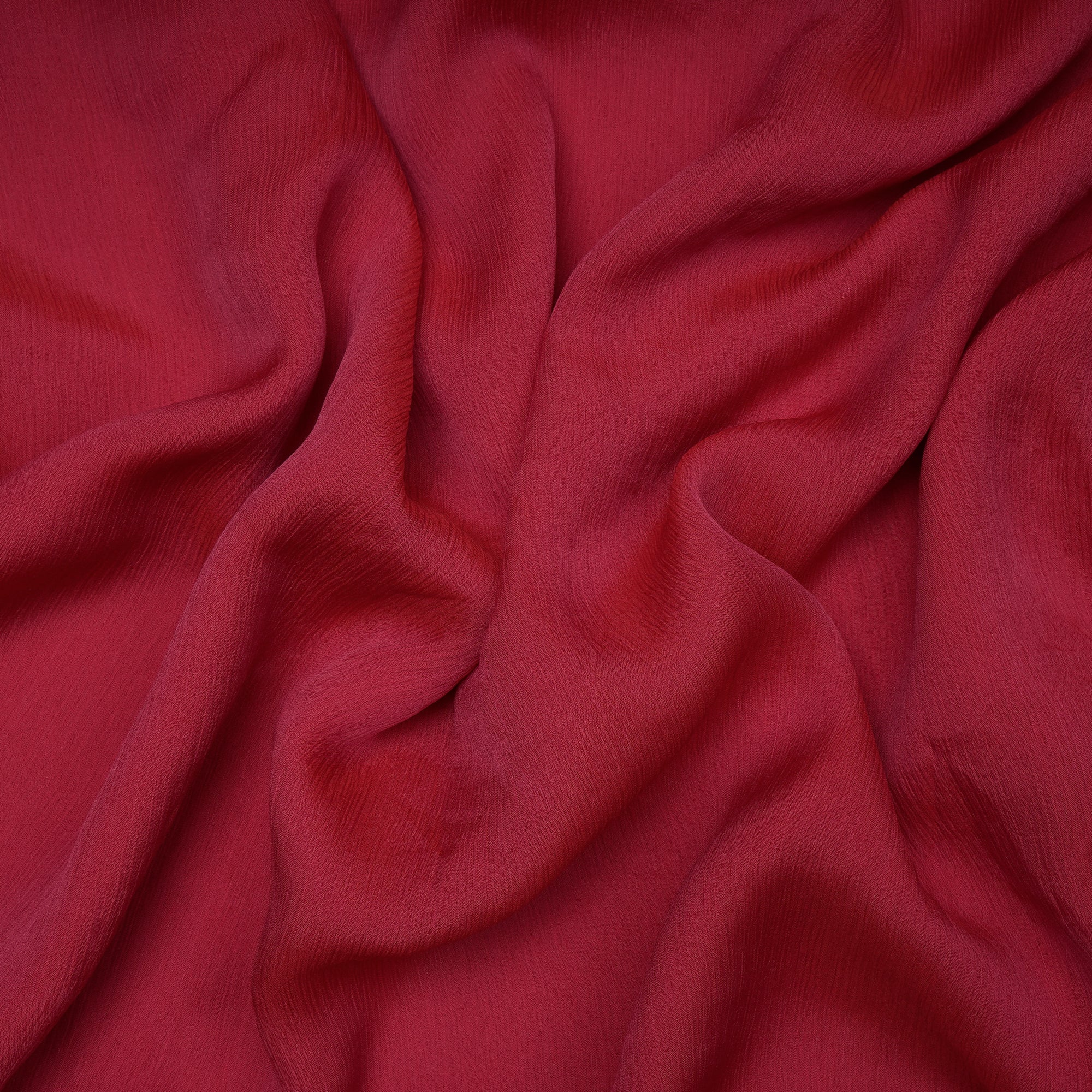 (Pre-Cut 2.50 Mtr)Deep Carmine Chiffon Silk Fabric with Zari Border