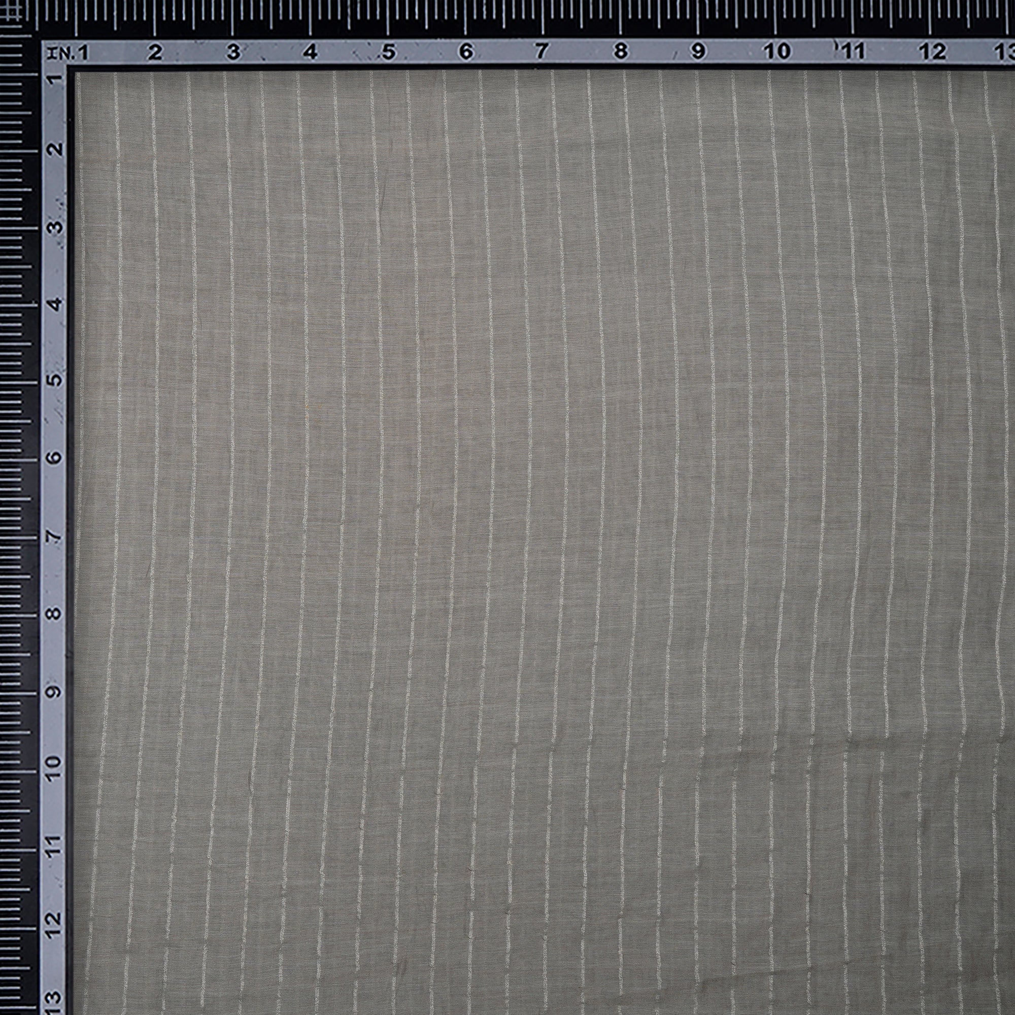 (Pre-Cut 1.40 Mtr)Silver Stripe Pattern Dyeable Fancy Chanderi Fabric
