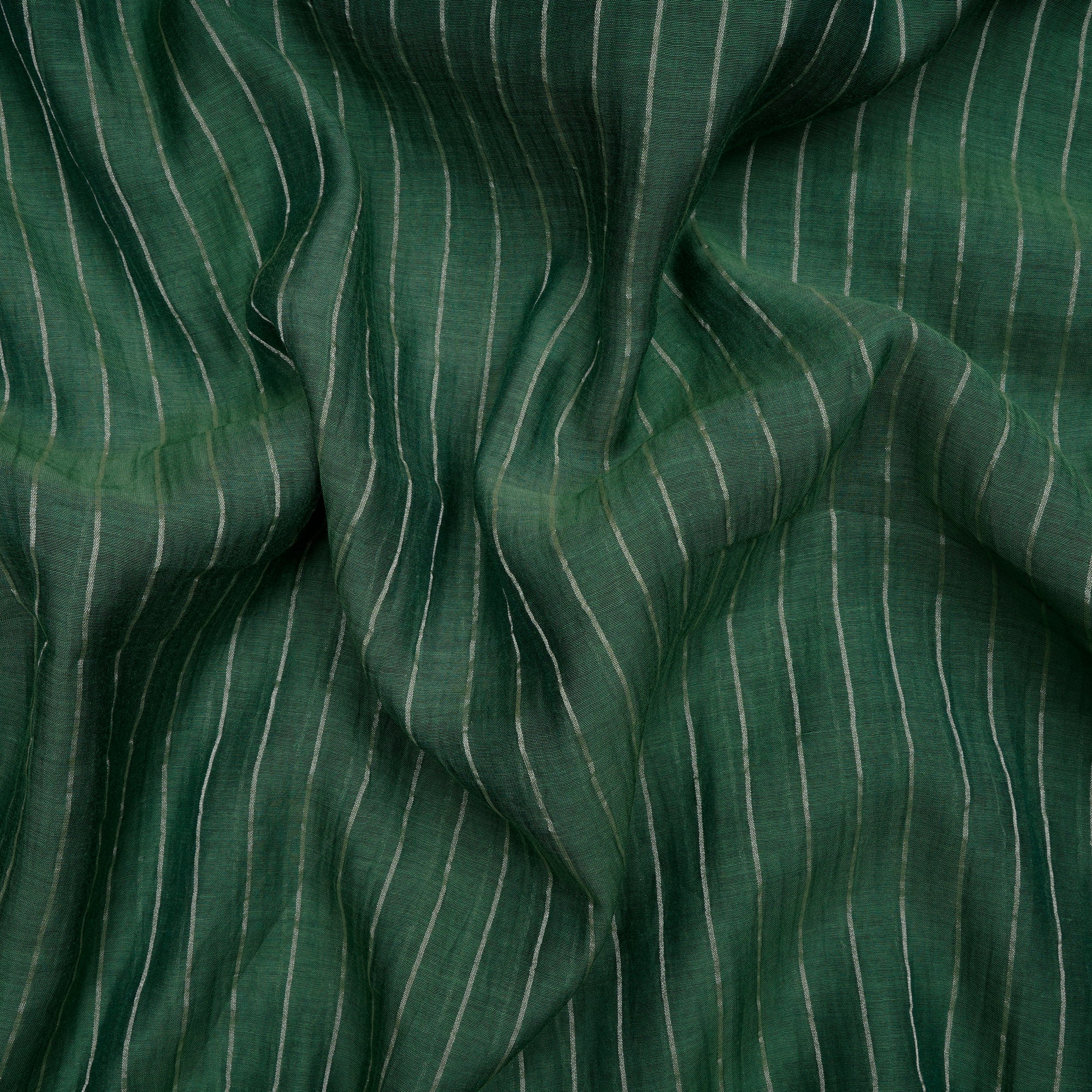 (Pre-Cut 2.30 Mtr)Green Piece Dyed Fancy Chanderi Fabric