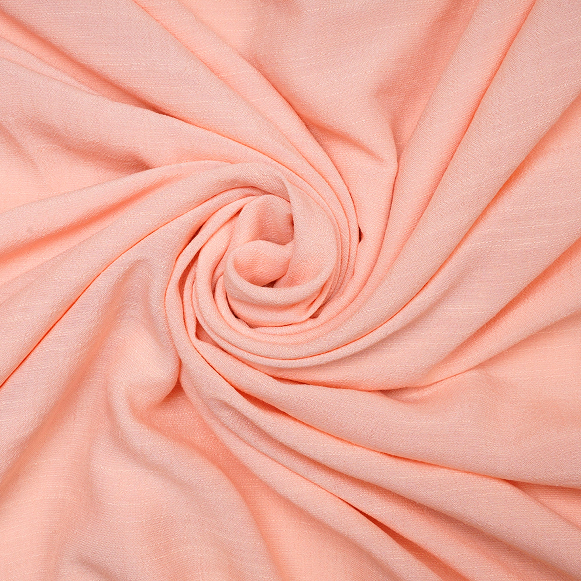 (Pre-Cut 1.00 Mtr)Light Peach Yarn Dyed Plain Linen Crepe Fabric