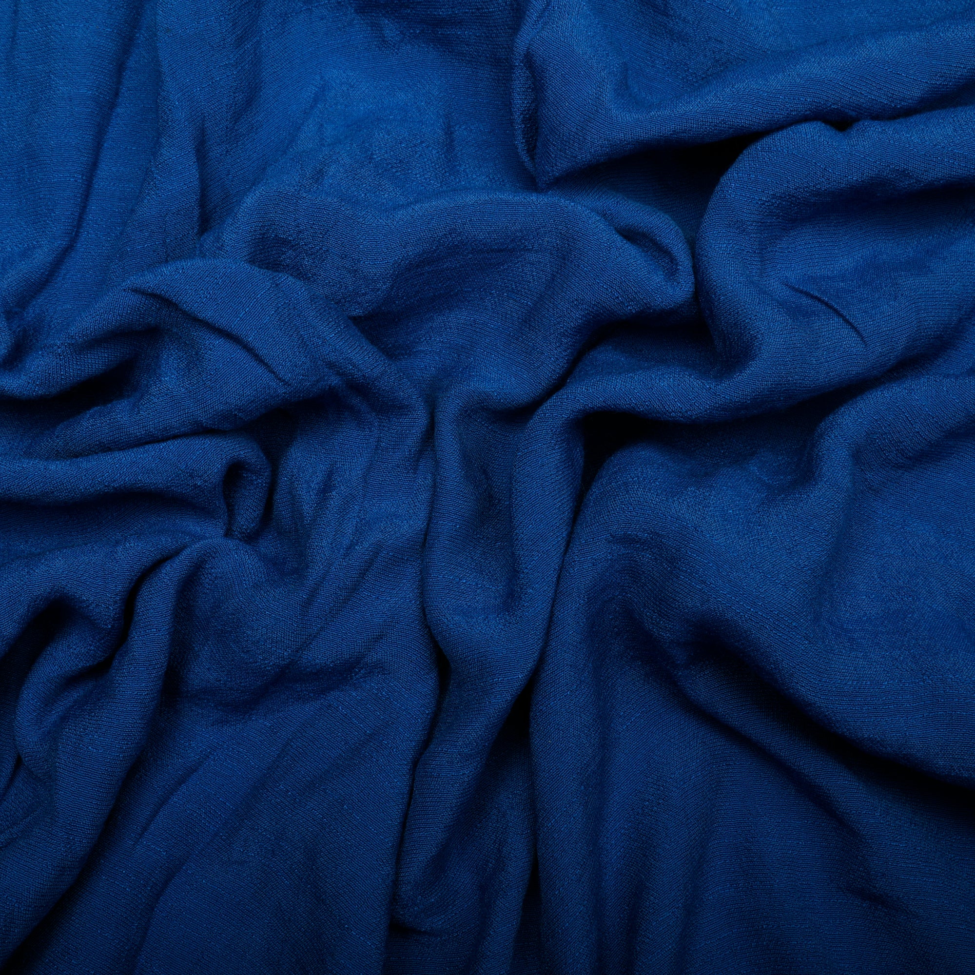 (Pre-Cut 1.40 Mtr)Blue Yarn Dyed Linen Crepe Fabric