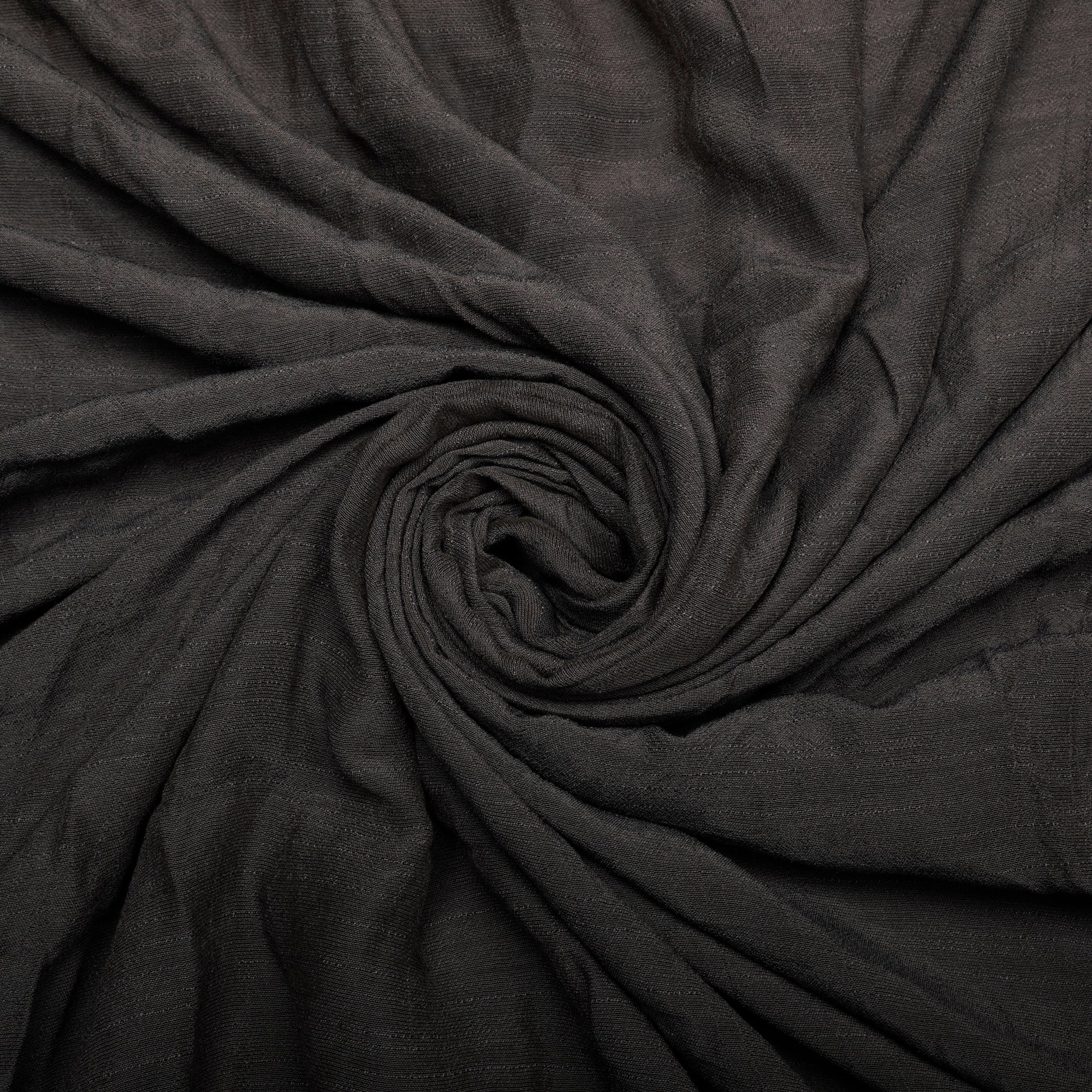 (Pre-Cut 2.00 Mtr)Dark Grey Color Yarn Dyed Linen Crepe Fabric