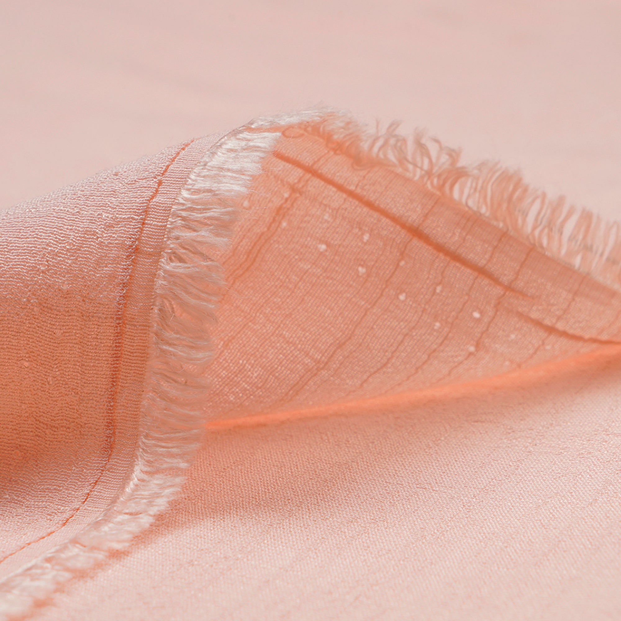(Pre-Cut 2.00 Mtr)Light Peach Color Yarn Dyed Linen Crepe Fabric