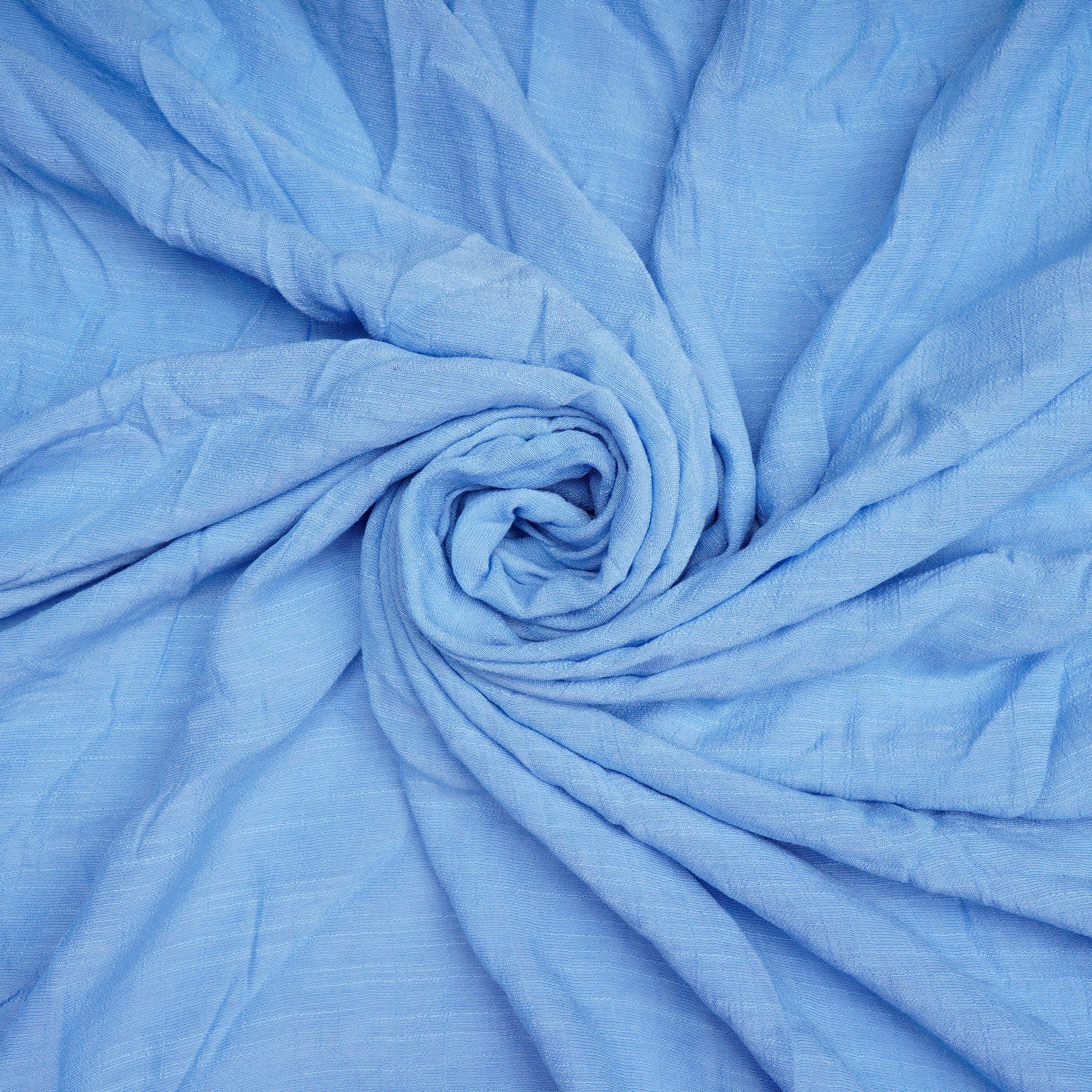 (Pre-Cut 2.00 Mtr)Parakeet Blue Color Yarn Dyed Linen Crepe Fabric