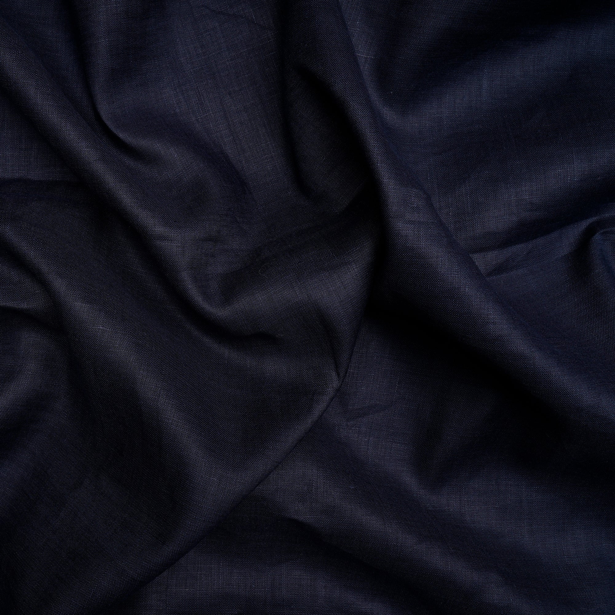 (Pre-Cut 1.90 Mtr)Black Plain Fine Linen Fabric