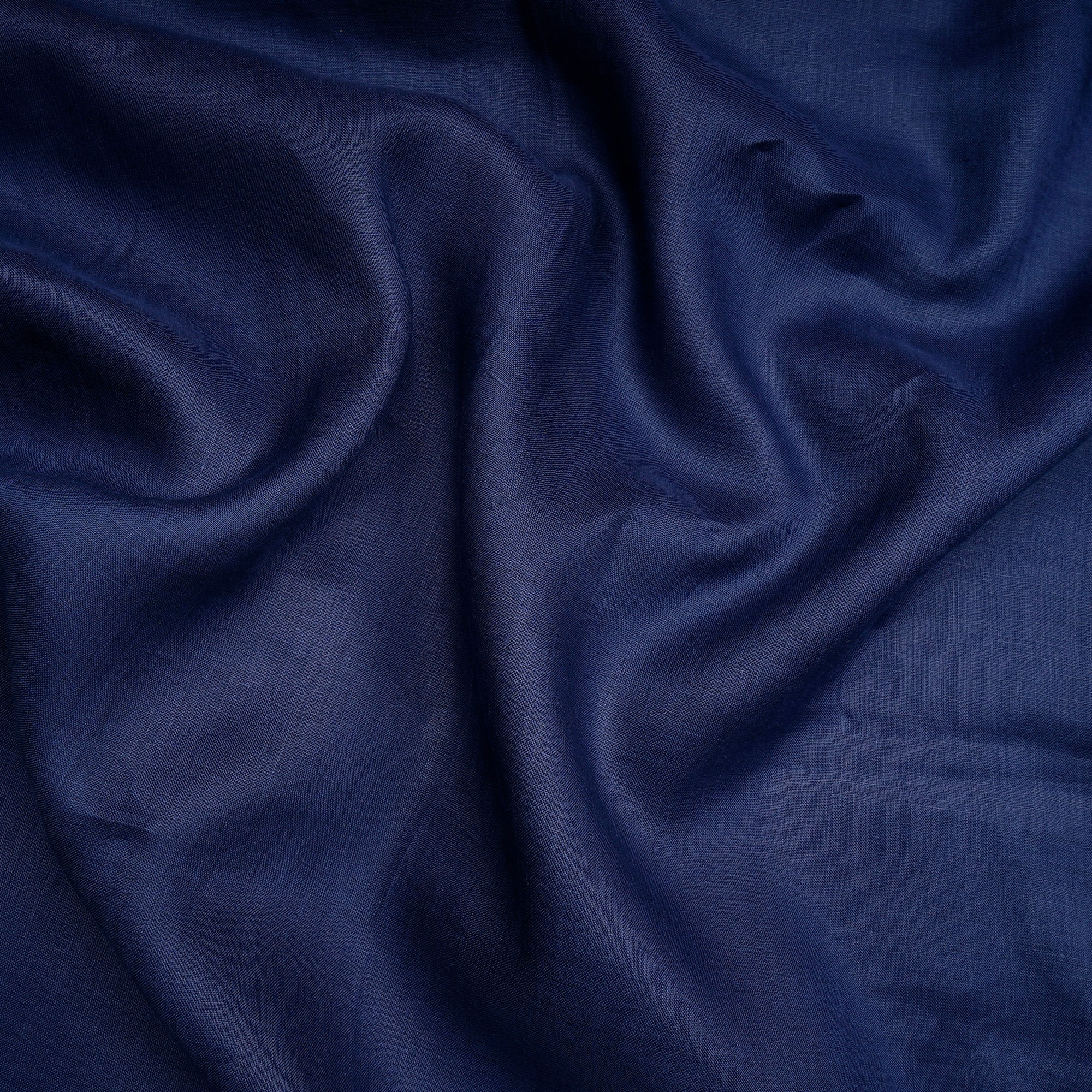 (Pre-Cut 2.00 Mtr)Navy Blue Piece Dyed Plain Linen Fabric