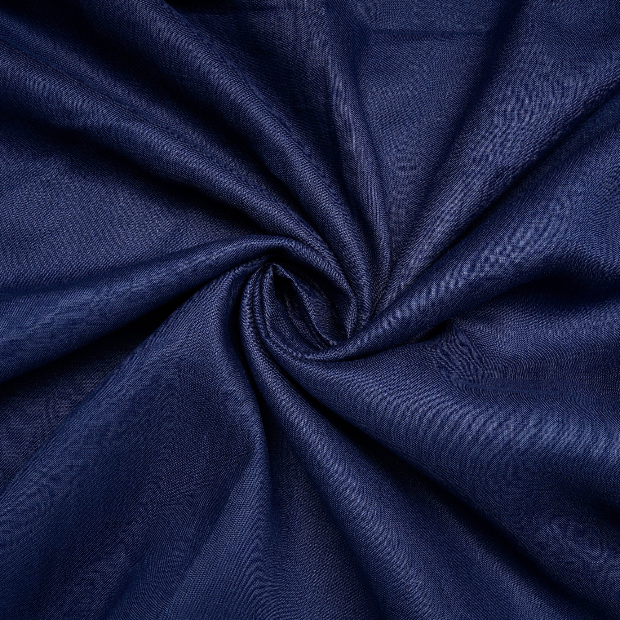 (Pre-Cut 2.00 Mtr)Navy Blue Piece Dyed Plain Linen Fabric