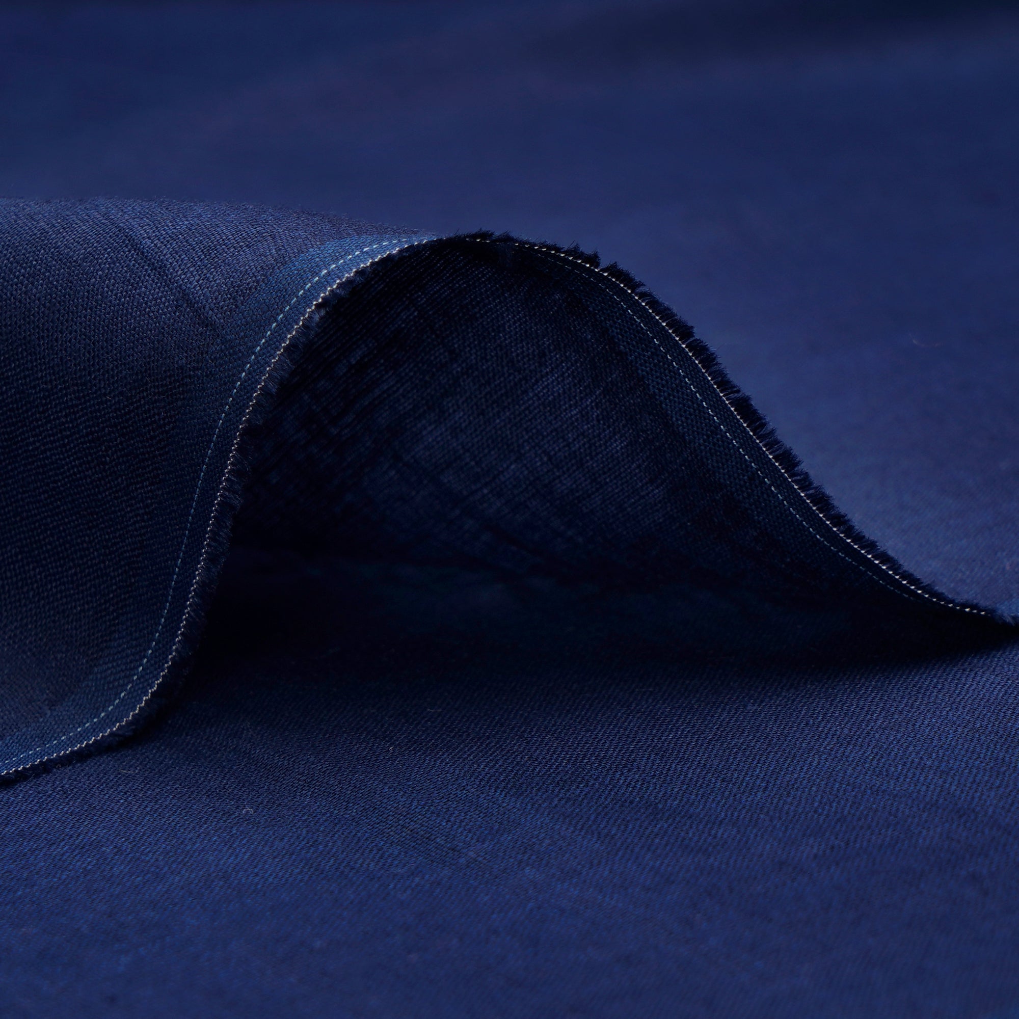 (Pre-Cut 2.00 Mtr)Navy Blue Piece Dyed Plain Linen Fabric