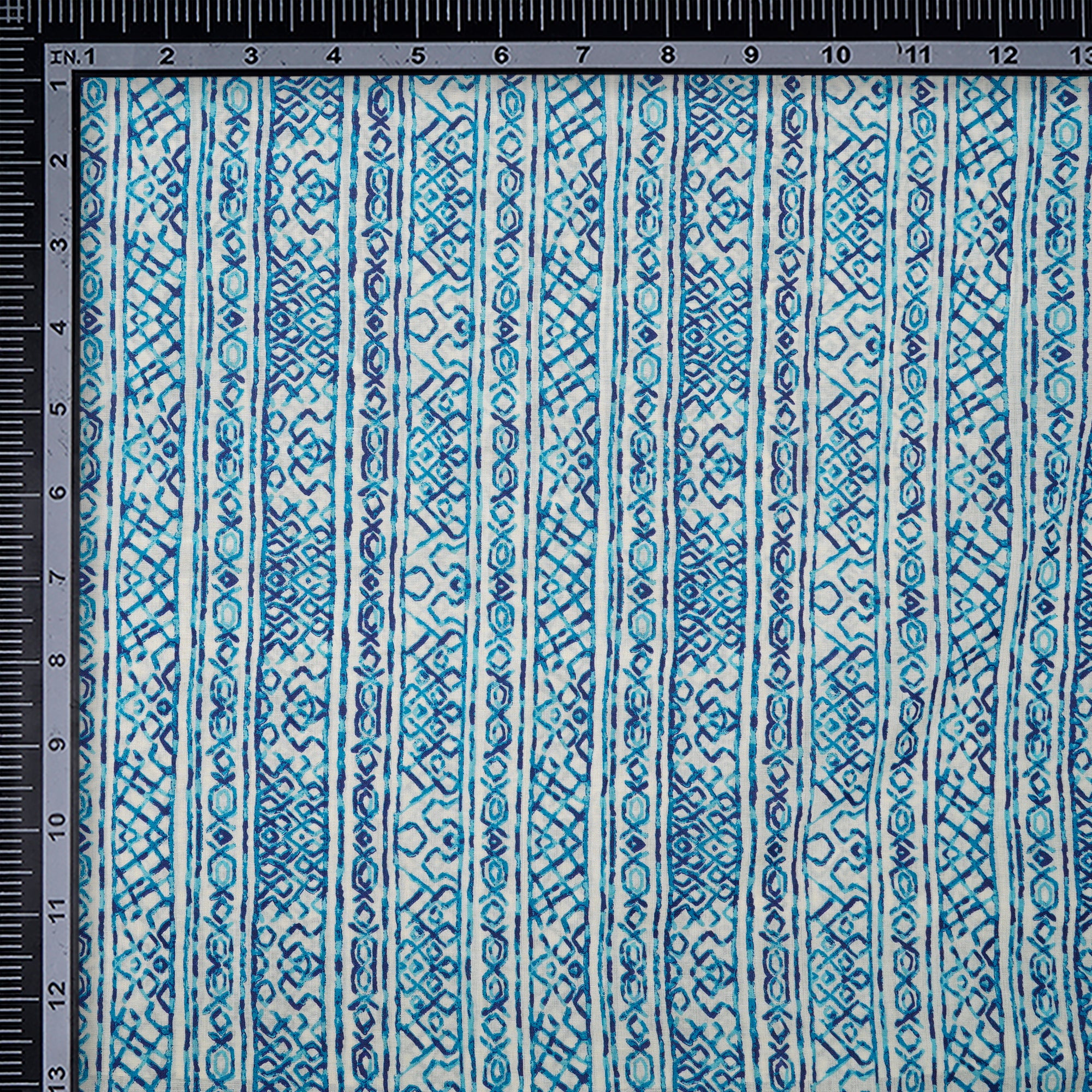 (Pre-Cut 2.50 Mtr)Blue Color Printed Fine Tussar Chanderi Fabric