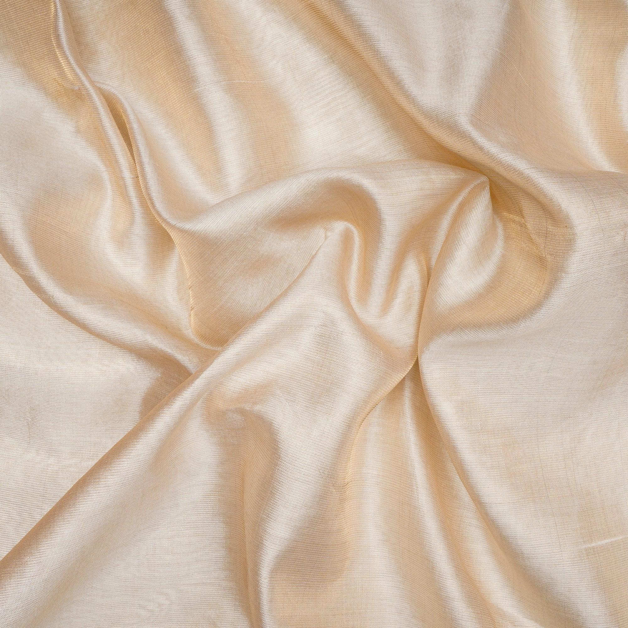 (Pre-Cut 2.00 Mtr)Cream Plain Tusser Jari Fabric