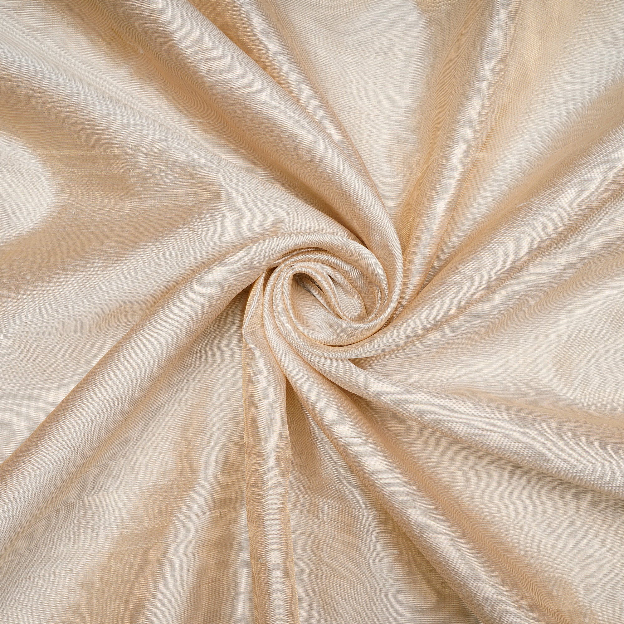 (Pre-Cut 2.00 Mtr)Cream Plain Tusser Jari Fabric