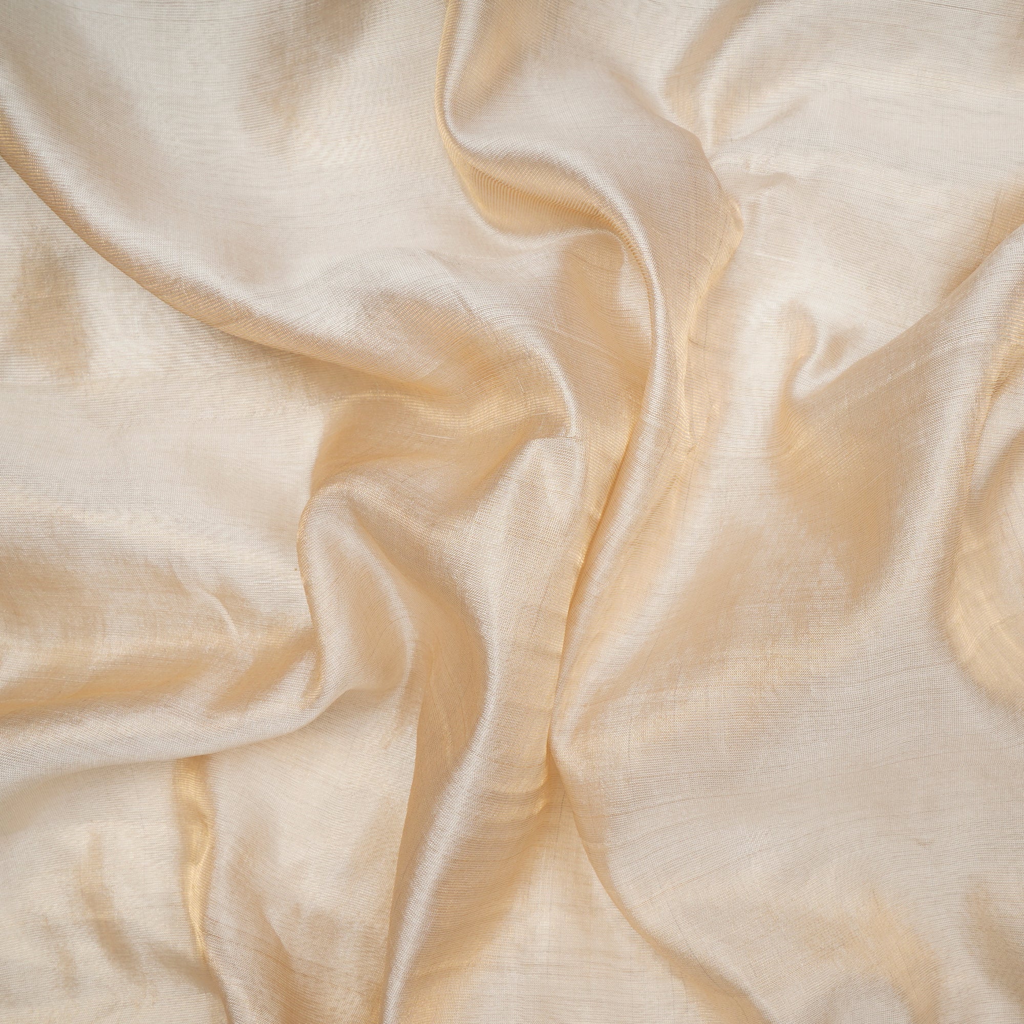 (Pre-Cut 2.00 Mtr)Cream Plain Tusser Jari Fabric