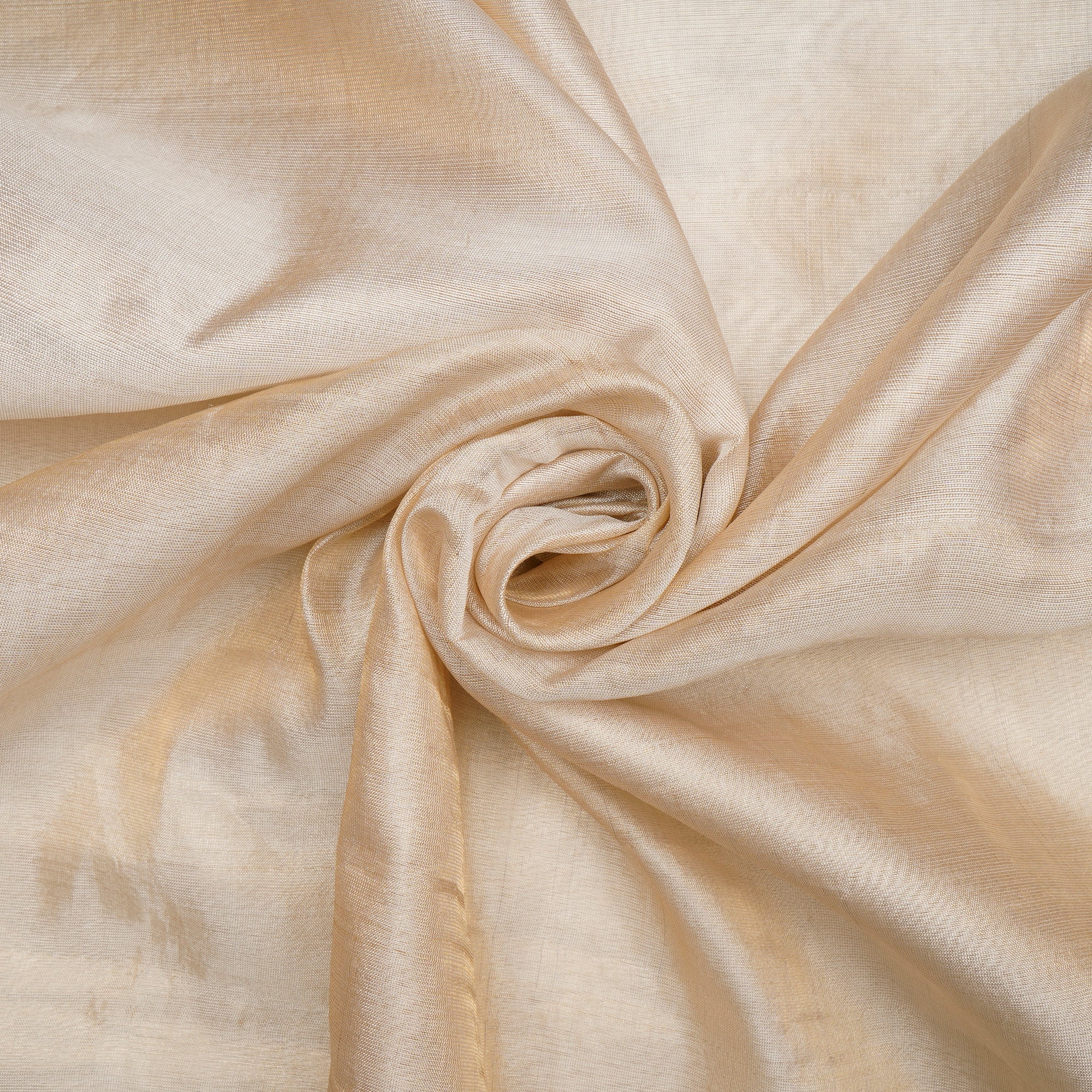 (Pre-Cut 2.00 Mtr)Cream Plain Tusser Jari Fabric