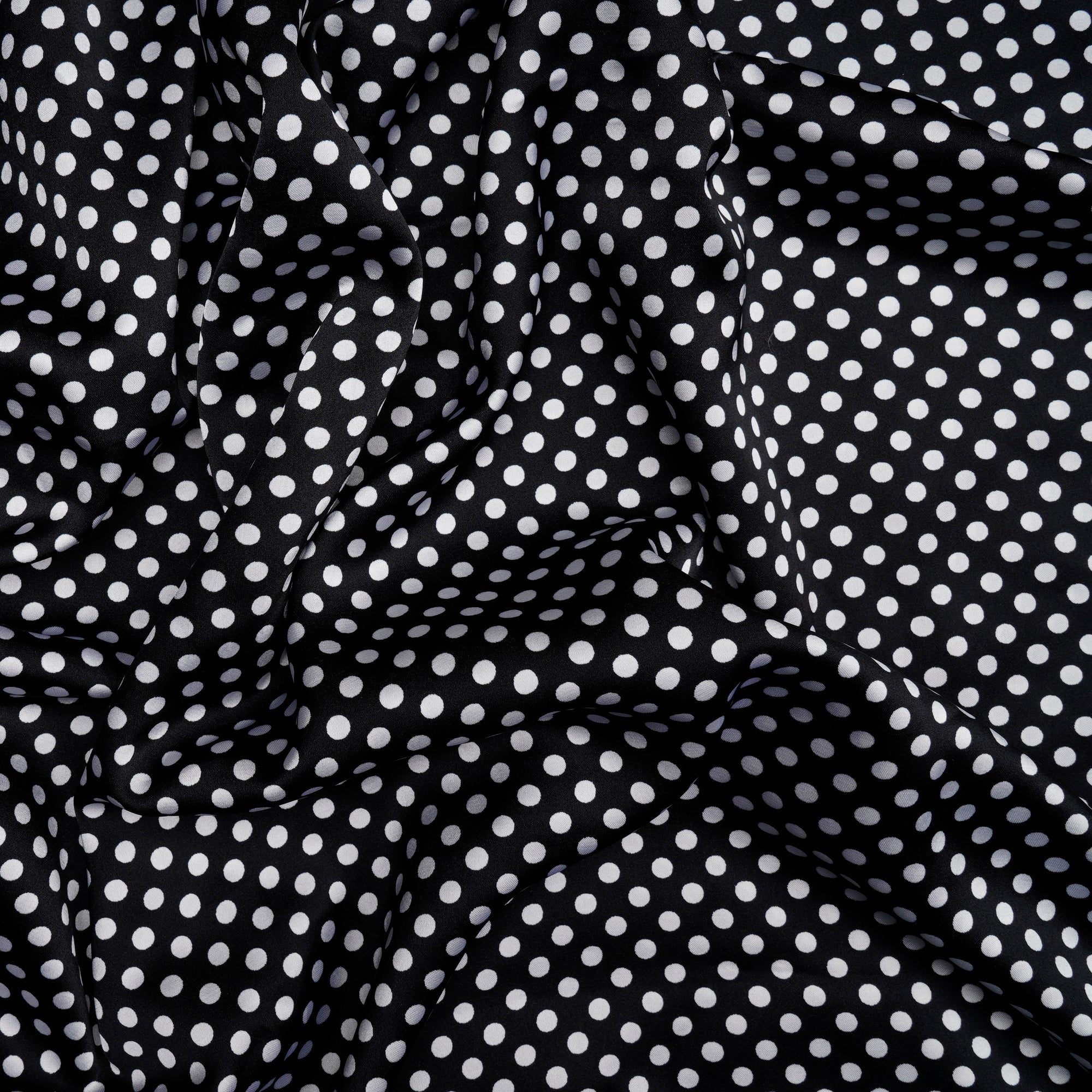 (Pre-Cut 1.95 Mtr)Black-White Color Printed Satin Polyester Fabric